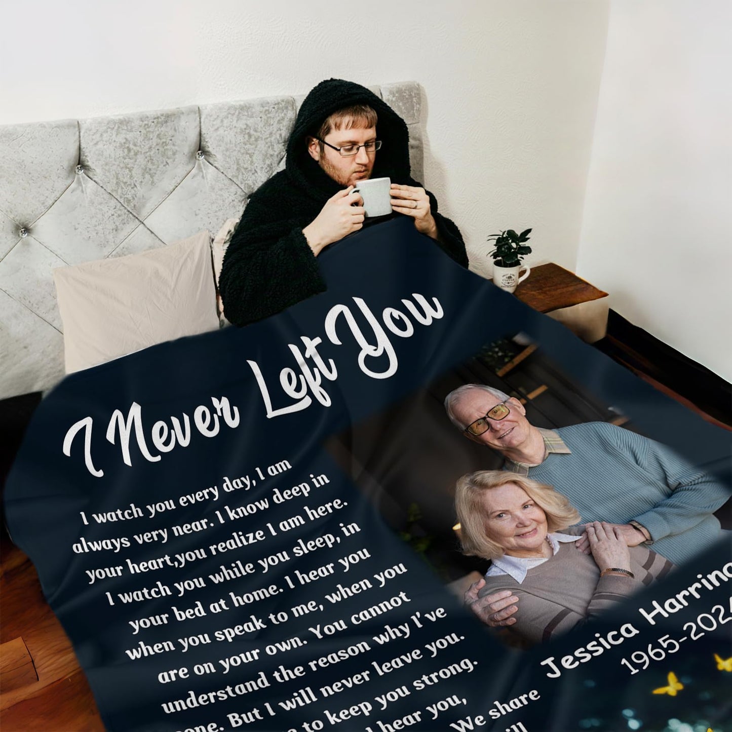 Custom Memorial Blanket with Photo for Loss of Loved One, Memorial Gifts for Loss of Mom Dad, Personalized Sympathy Bereavement Remembrance Grieving Gifts for Loss of Daughter Son