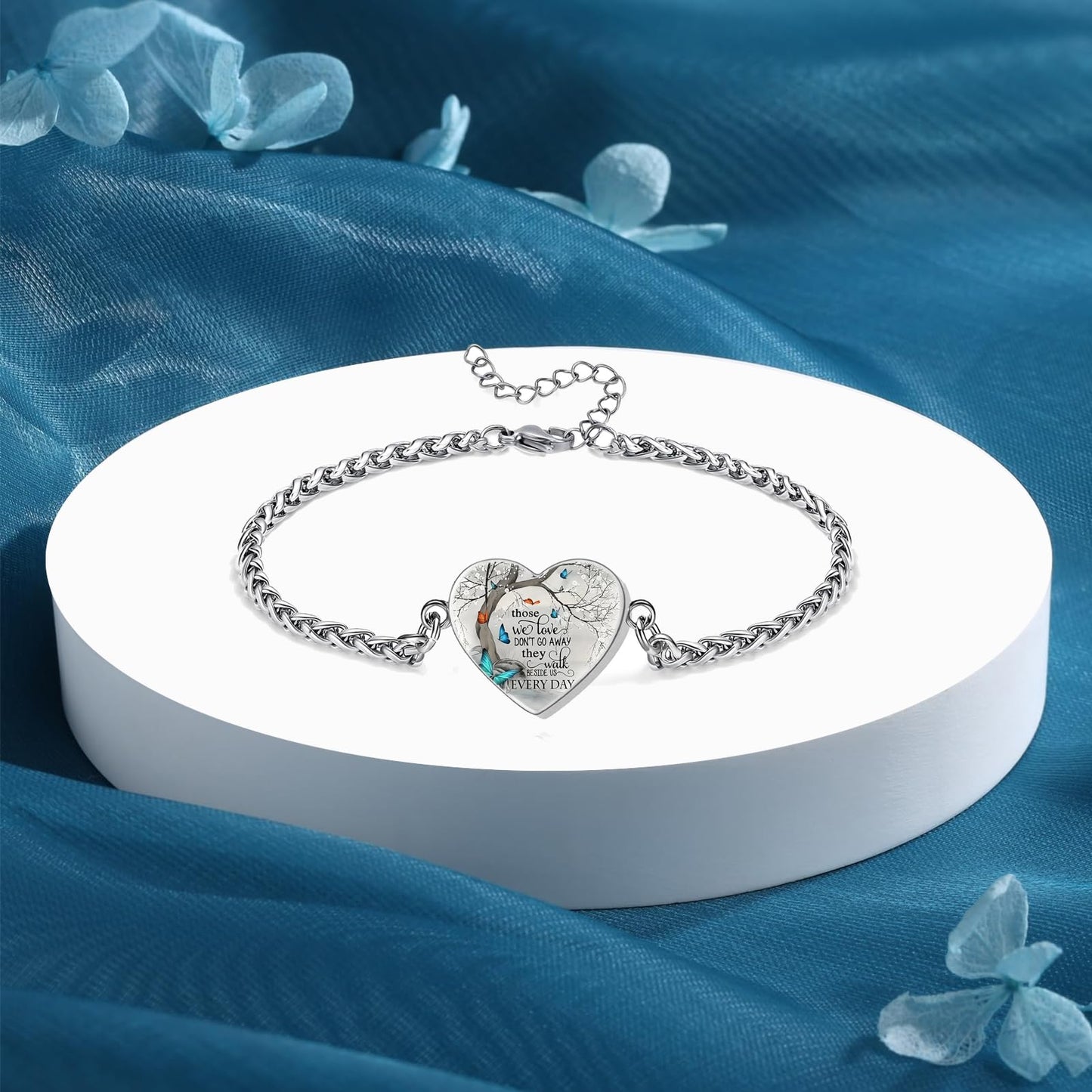 Cremation Jewelry Heart Urn Bracelet for Ashes for Women Memorial Pendant Human Ashes Keepsake Link Bracelet