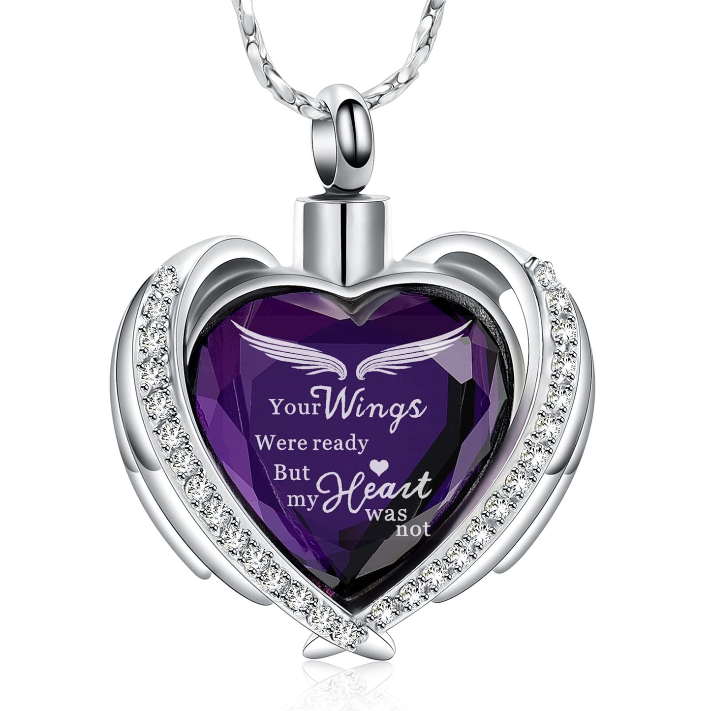 Imrsanl Cremation Jewelry for Ashes Pendant - Crystal Heart Urn Necklace with Mini Keepsake Urn Memorial Ash Jewelry