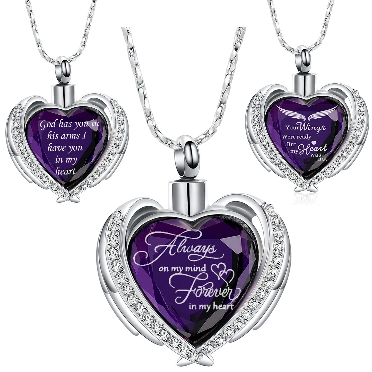Imrsanl Cremation Jewelry for Ashes Pendant - Crystal Heart Urn Necklace with Mini Keepsake Urn Memorial Ash Jewelry