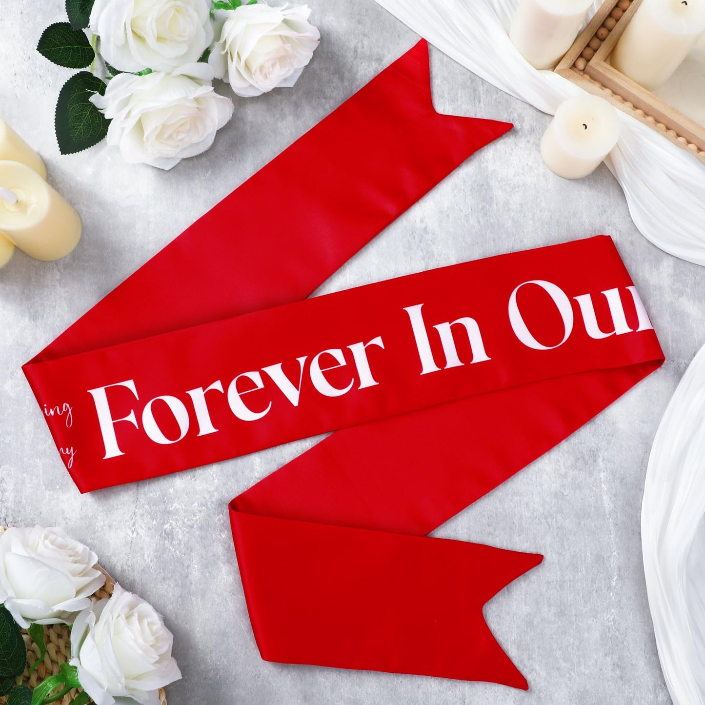 Funeral Sash Memorial Wreath Sash Funeral Ribbon Celebration of Life Ribbon for Casket or Wreath Flowers Memorial Service Honor The Loved Ones Memory 58x4''(White,Forever in Our Hearts)