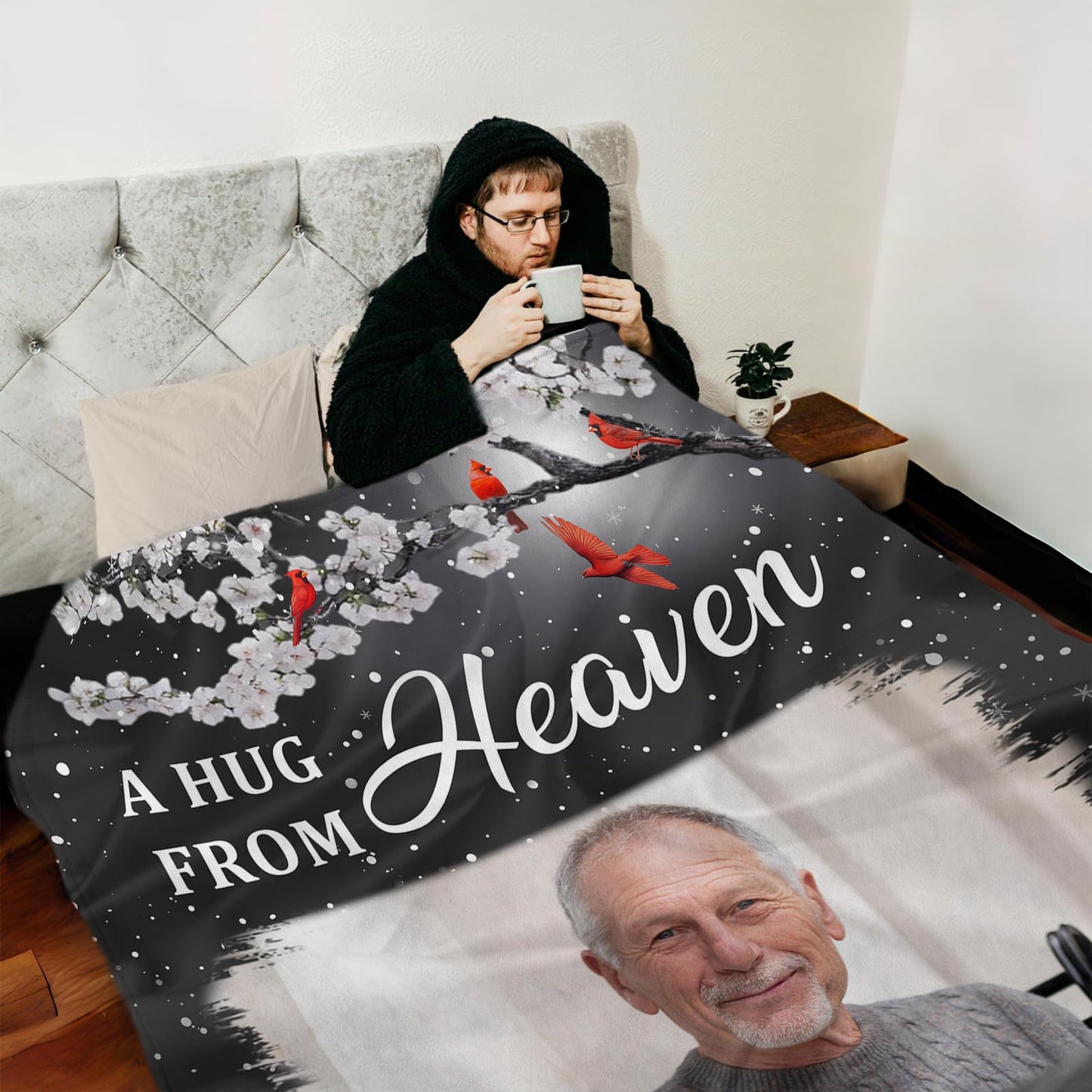 Custom Memorial Blanket with Photo for Loss of Loved One, Memorial Gifts for Loss of Mom Dad, Personalized Sympathy Bereavement Remembrance Grieving Gifts for Loss of Daughter Son