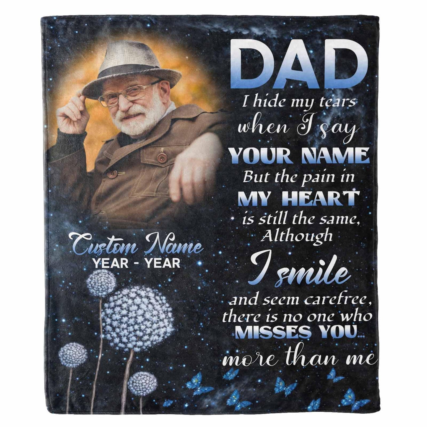 Custom Memorial Blanket with Photos for Loss of Loved One, Loving Memory Personalized Sympathy Blanket for Loss of Dad Mom Husband Wife Friend in Memory of Loved One Gifts, Made in USA