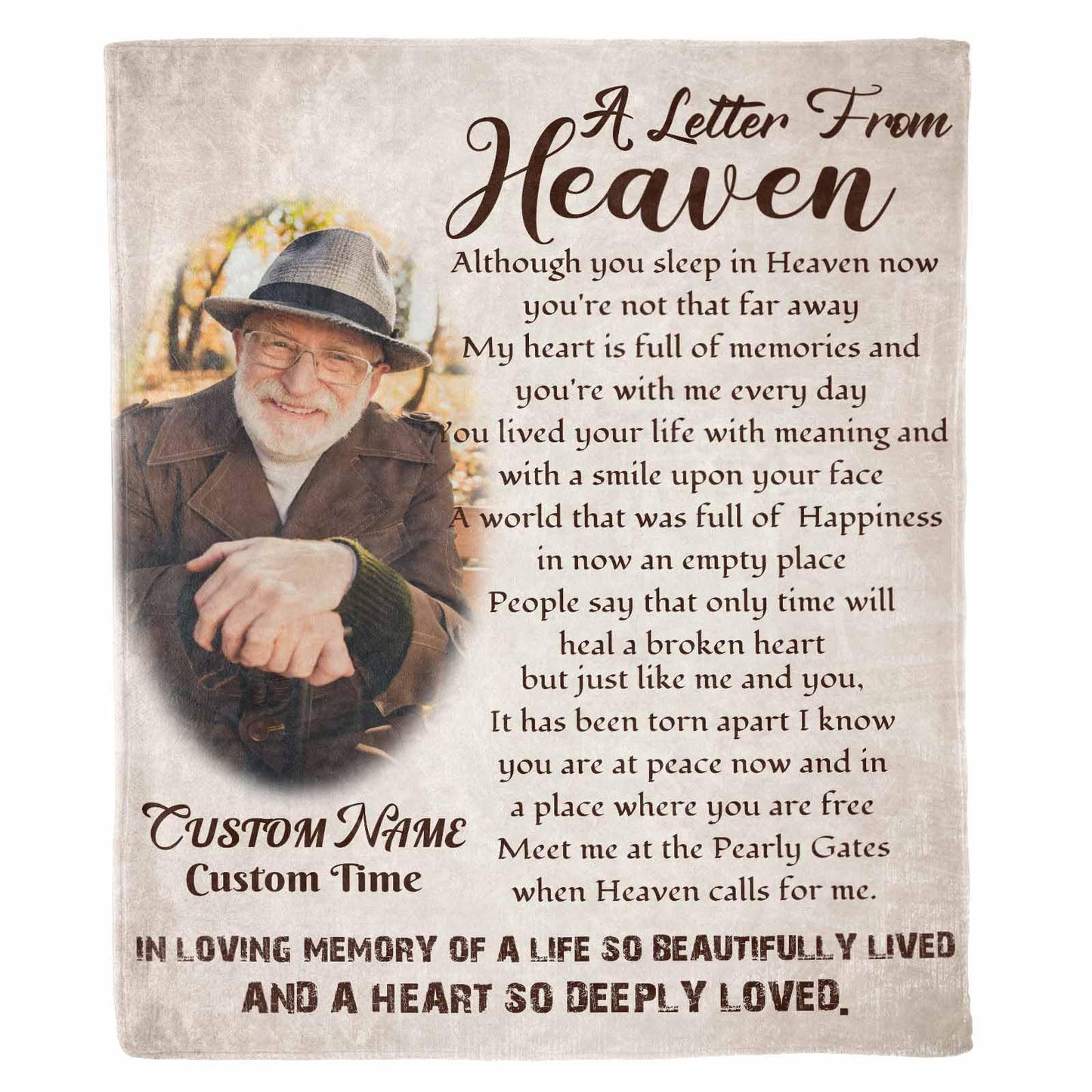 Custom Memorial Blanket with Photos for Loss of Loved One, Loving Memory Personalized Sympathy Blanket for Loss of Dad Mom Husband Wife Friend in Memory of Loved One Gifts, Made in USA