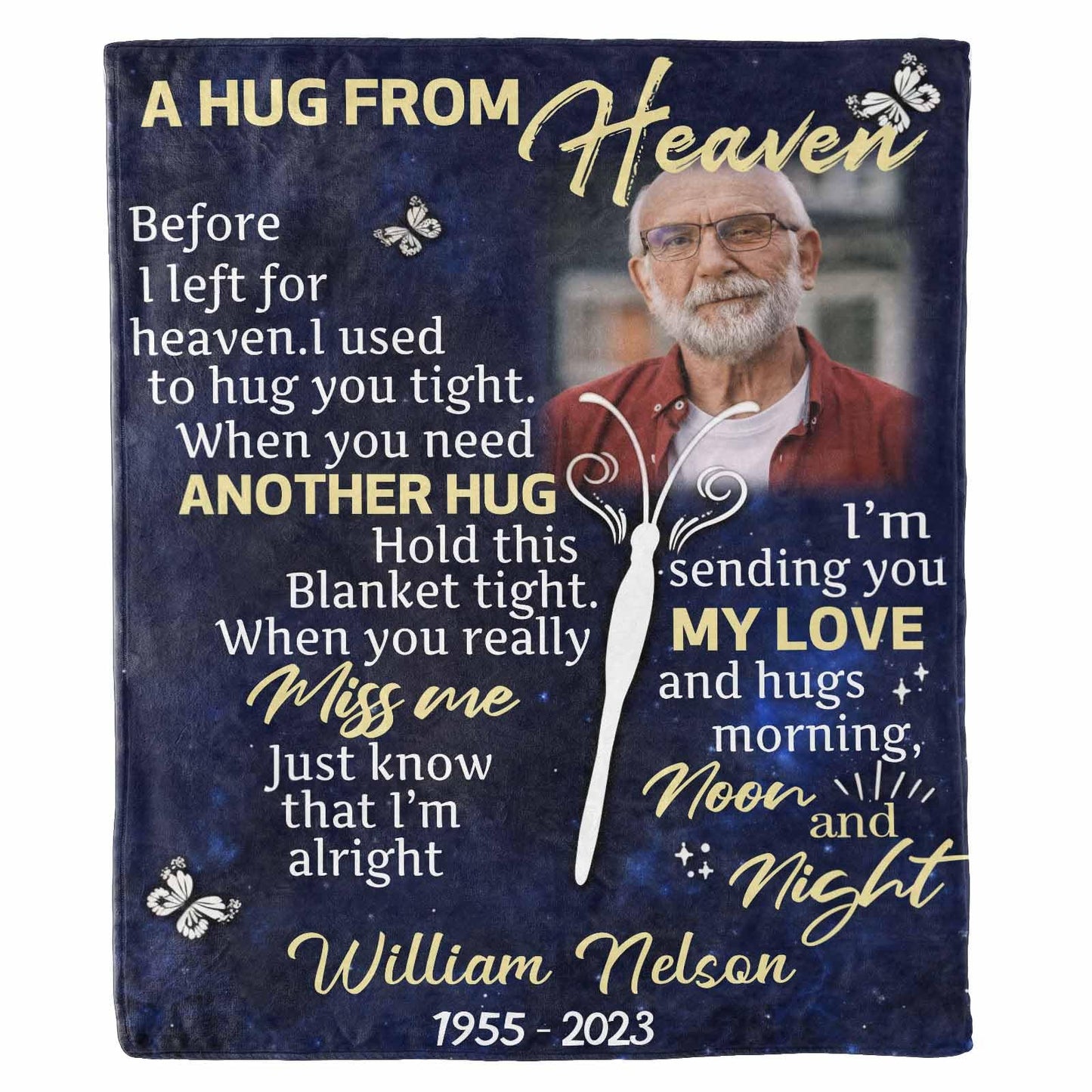 Custom Memorial Blanket with Photos for Loss of Loved One, Loving Memory Personalized Sympathy Blanket for Loss of Dad Mom Husband Wife Friend in Memory of Loved One Gifts, Made in USA