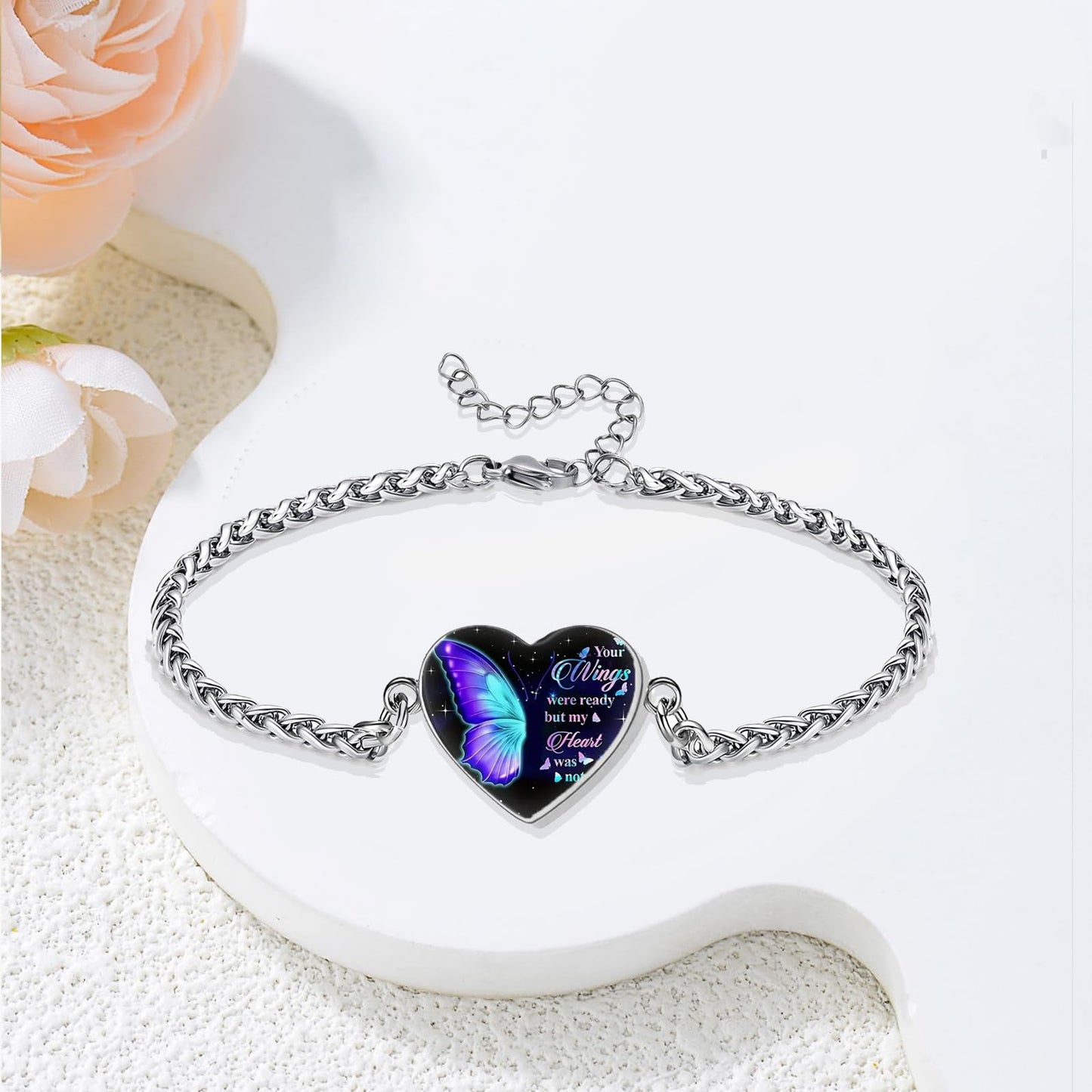 Cremation Jewelry Heart Urn Bracelet for Ashes for Women Memorial Pendant Human Ashes Keepsake Link Bracelet