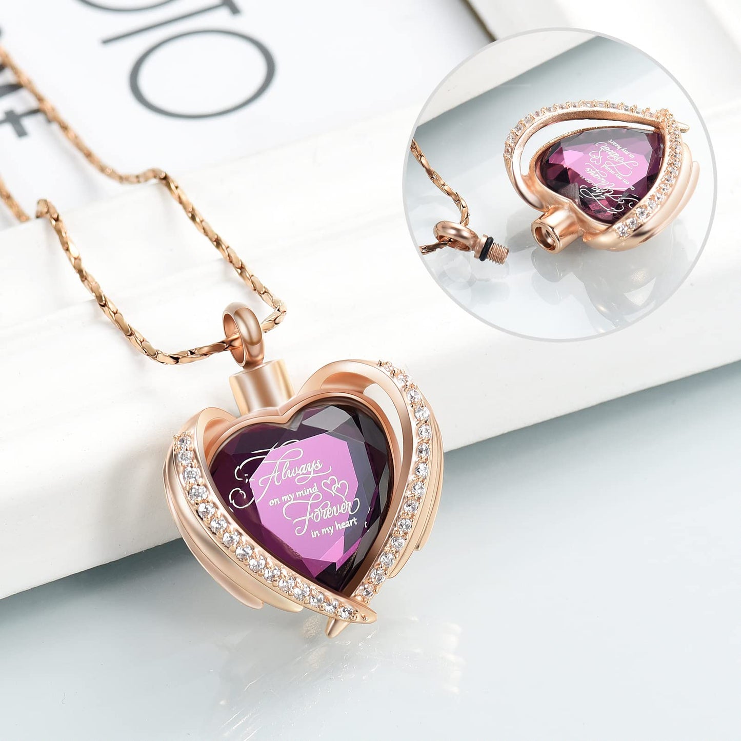 Imrsanl Cremation Jewelry for Ashes Pendant - Crystal Heart Urn Necklace with Mini Keepsake Urn Memorial Ash Jewelry
