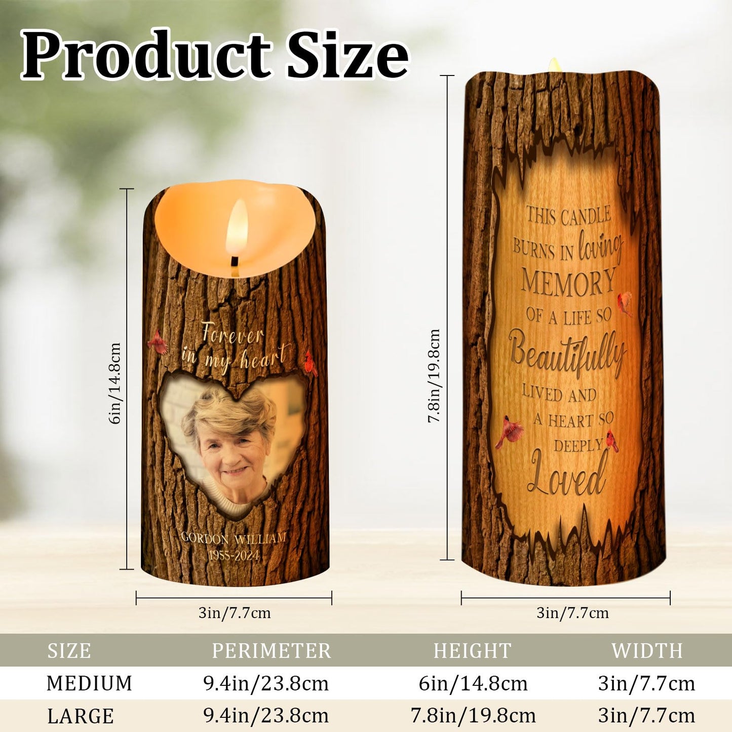 Personalized Photo 3D LED Candles Bereavement Gift Idea Custom Flameless Candles for Loss of Loved One Dad Mom Husband Wife Friend