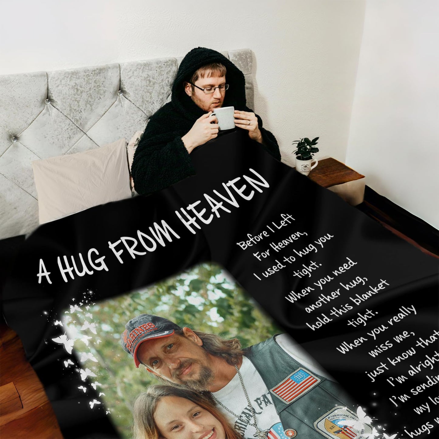 Custom Memorial Blanket with Photo for Loss of Loved One, Memorial Gifts for Loss of Mom Dad, Personalized Sympathy Bereavement Remembrance Grieving Gifts for Loss of Daughter Son