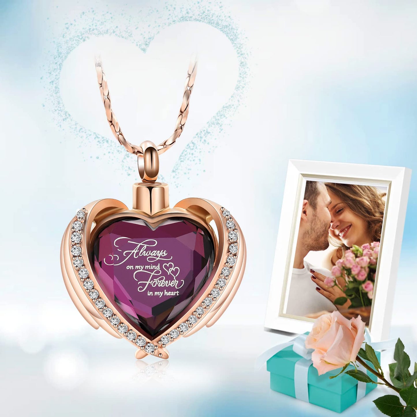 Imrsanl Cremation Jewelry for Ashes Pendant - Crystal Heart Urn Necklace with Mini Keepsake Urn Memorial Ash Jewelry