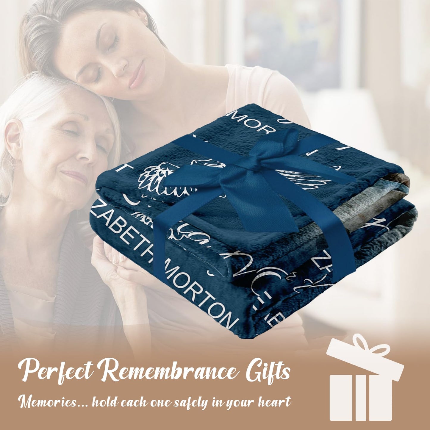 Vsmoedb Custom Memorial Blanket with Pictures, Sympathy Blanket for Loss of Loved One, Memorial Blankets for Loss of Mom Dad, Memory Blankets Memorial Gifts for Loss of Loved One Made in USA
