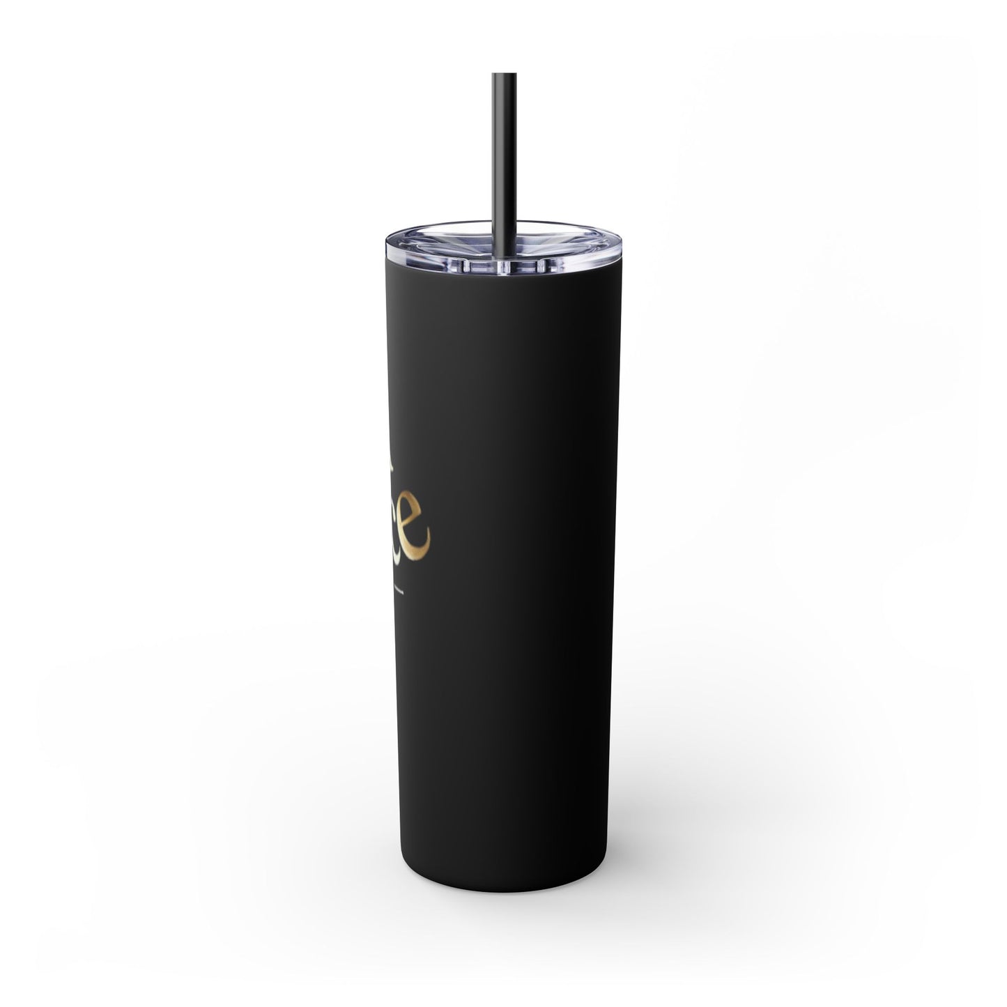 Personalized Black Skinny Tumbler with Straw - 20oz - Perfect for Coffee Lovers & On-the-Go Hydration