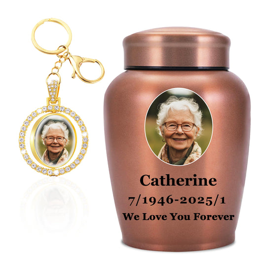 Personalized Cremation Urns for Human Ashes, Custom Name Photo Urns for Human Ashes Adult Female Male, Stainless Steel Keepsake Human Urns for Ashes Decorative Urn Ashes