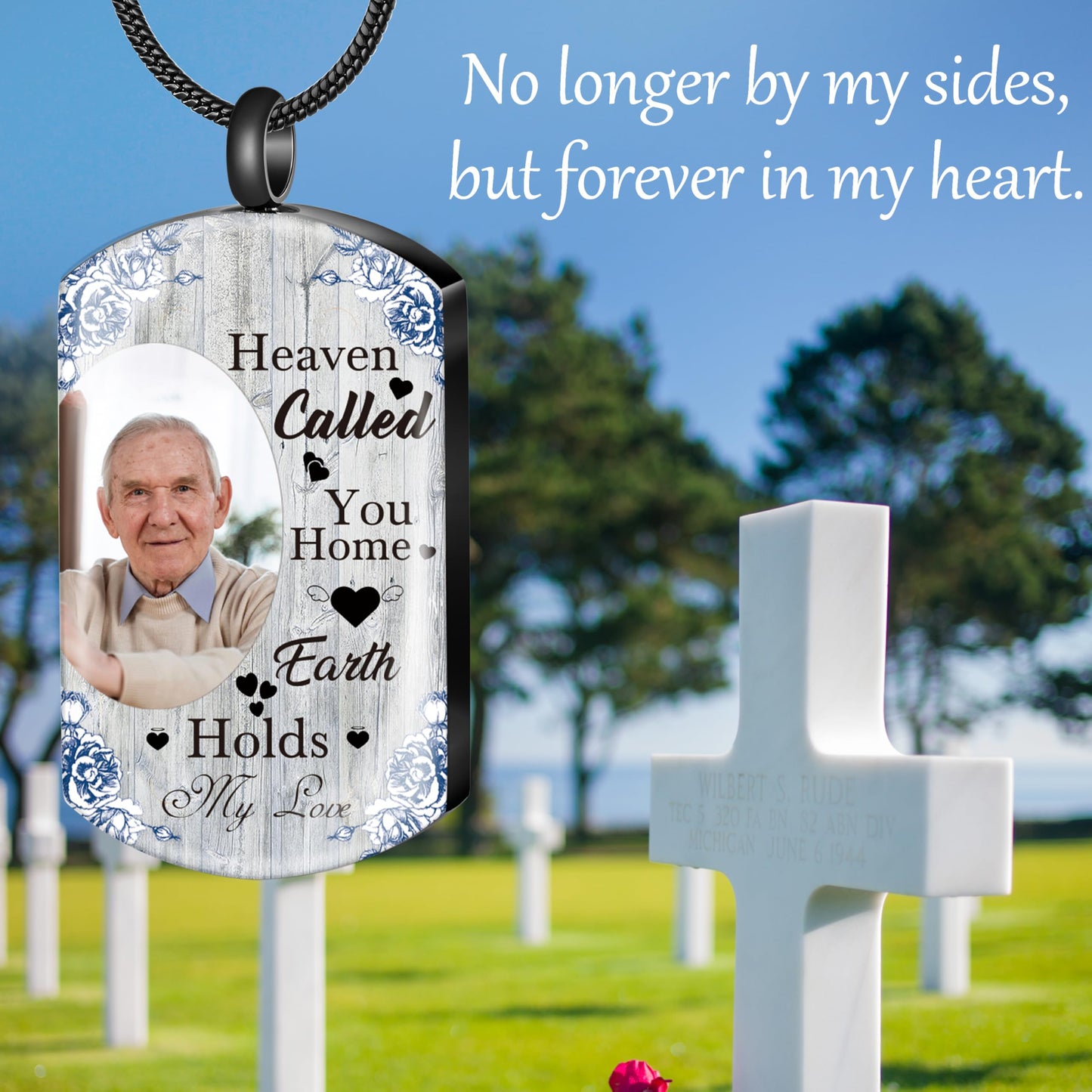 Fanery Sue Personalized Ashes Necklace for Women Men Custom Engraving Photo & Text Cremation Jewelry Urn Necklace for Ashes Memorial Keepsake for Loss Loved One