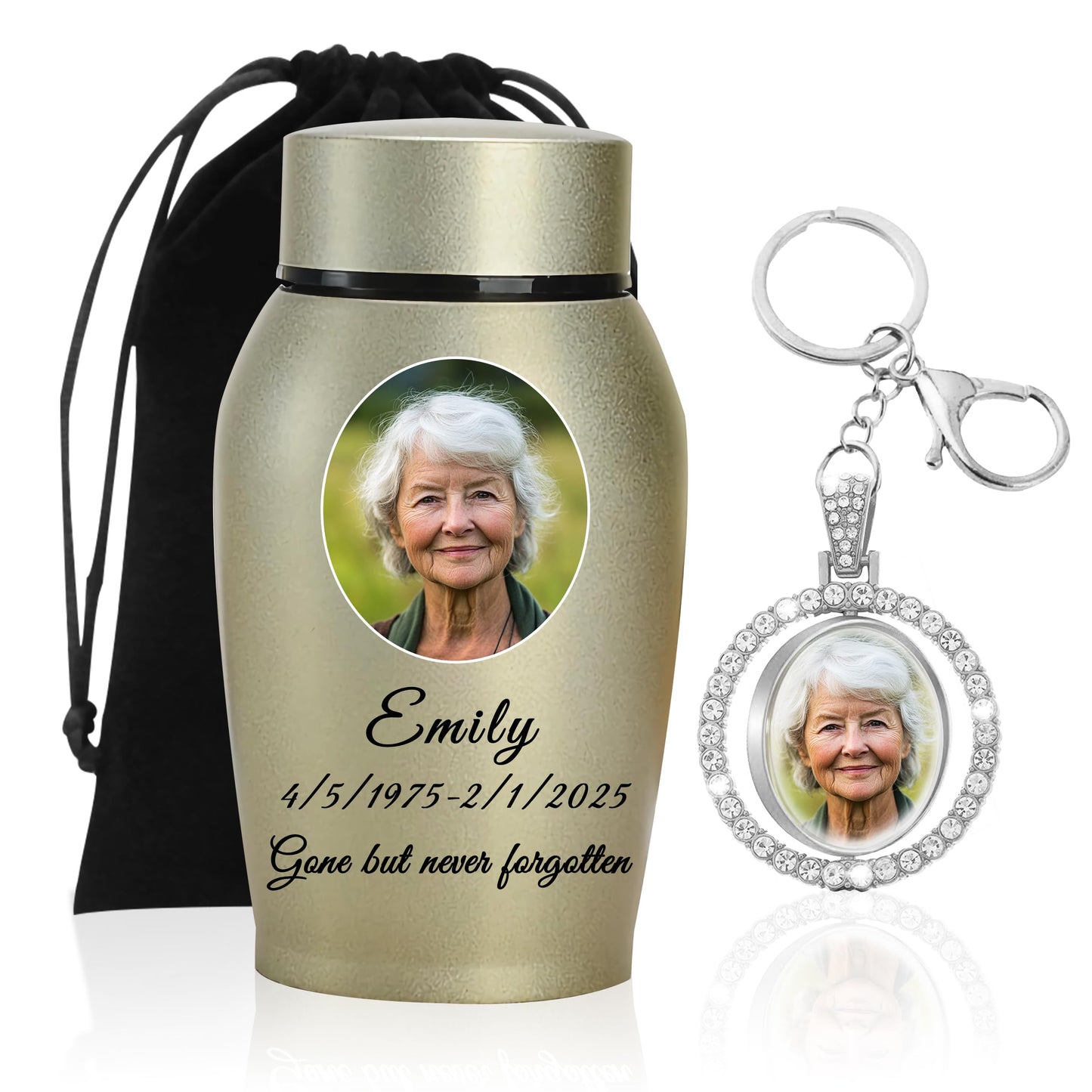 Personalized Cremation Urns for Human Ashes, Custom Name Photo Urns for Human Ashes Adult Female Male, Stainless Steel Keepsake Human Urns for Ashes Decorative Urn Ashes