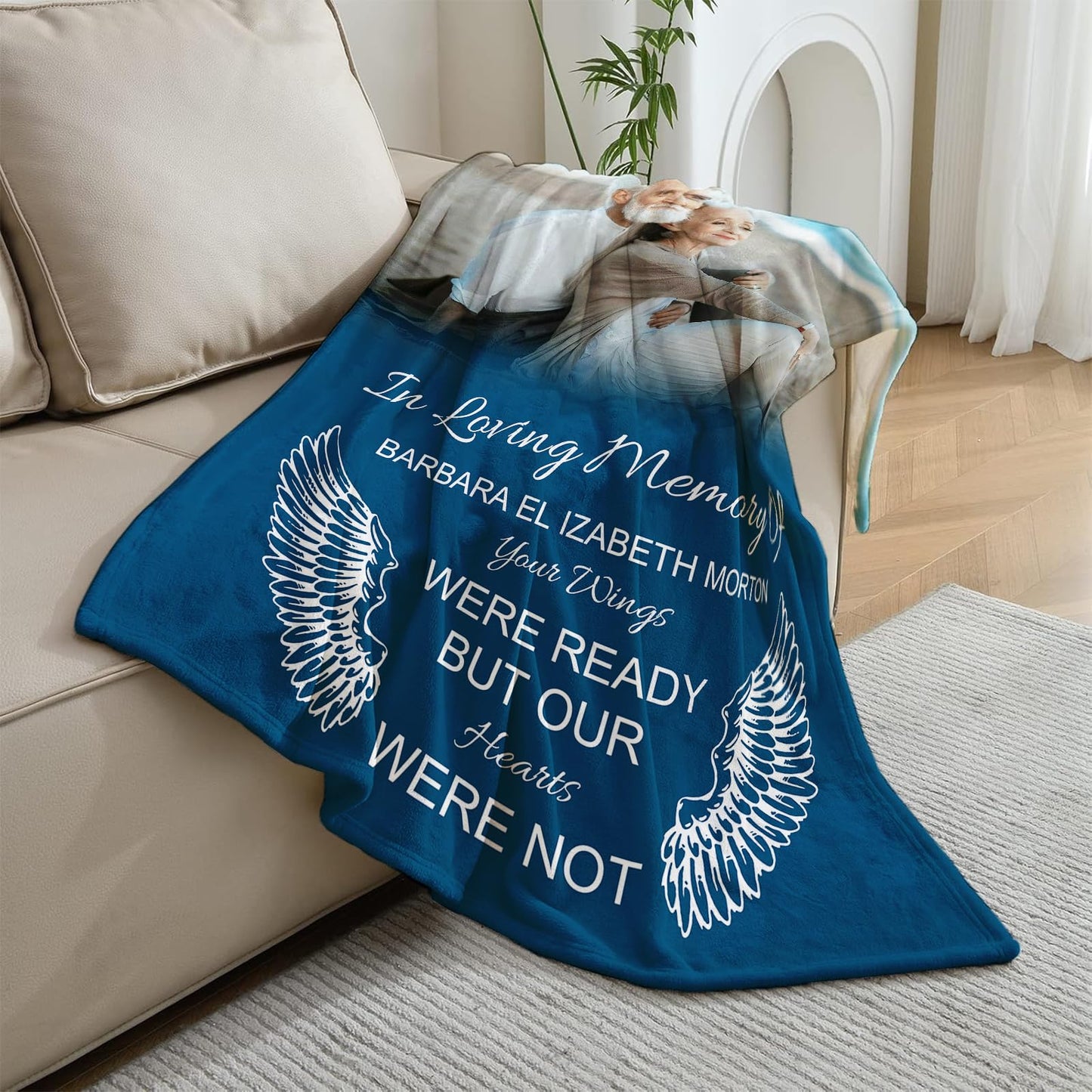Vsmoedb Custom Memorial Blanket with Pictures, Sympathy Blanket for Loss of Loved One, Memorial Blankets for Loss of Mom Dad, Memory Blankets Memorial Gifts for Loss of Loved One Made in USA