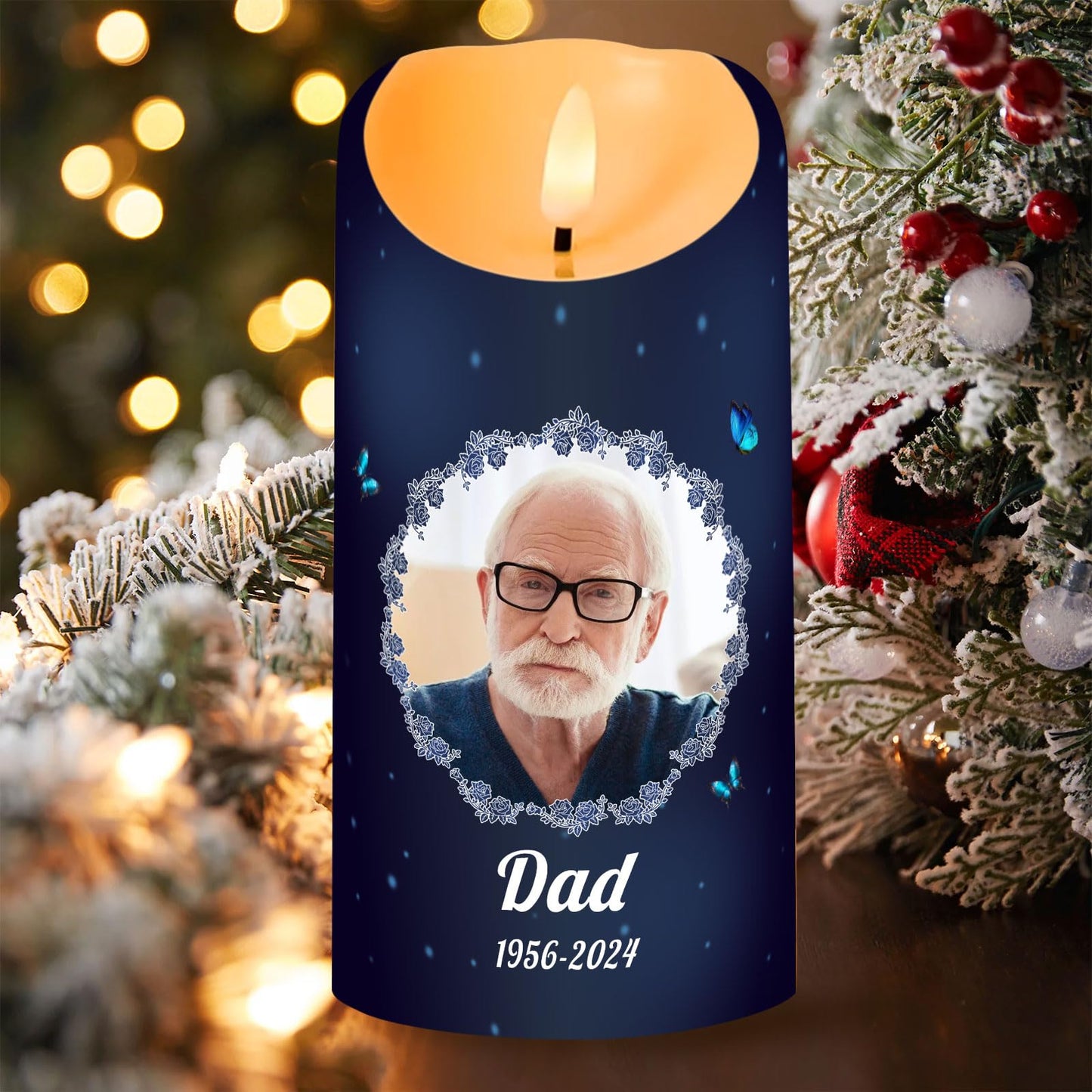 Personalized Photo 3D LED Candles Bereavement Gift Idea Custom Flameless Candles for Loss of Loved One Dad Mom Husband Wife Friend