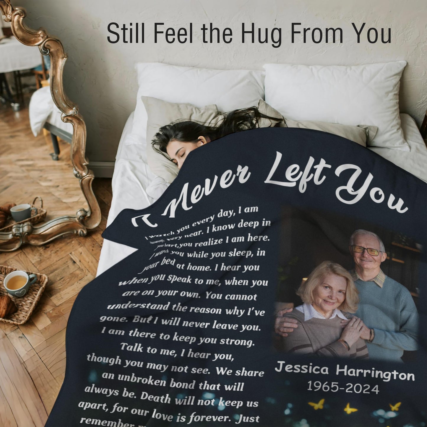Custom Memorial Blanket with Photo for Loss of Loved One, Memorial Gifts for Loss of Mom Dad, Personalized Sympathy Bereavement Remembrance Grieving Gifts for Loss of Daughter Son