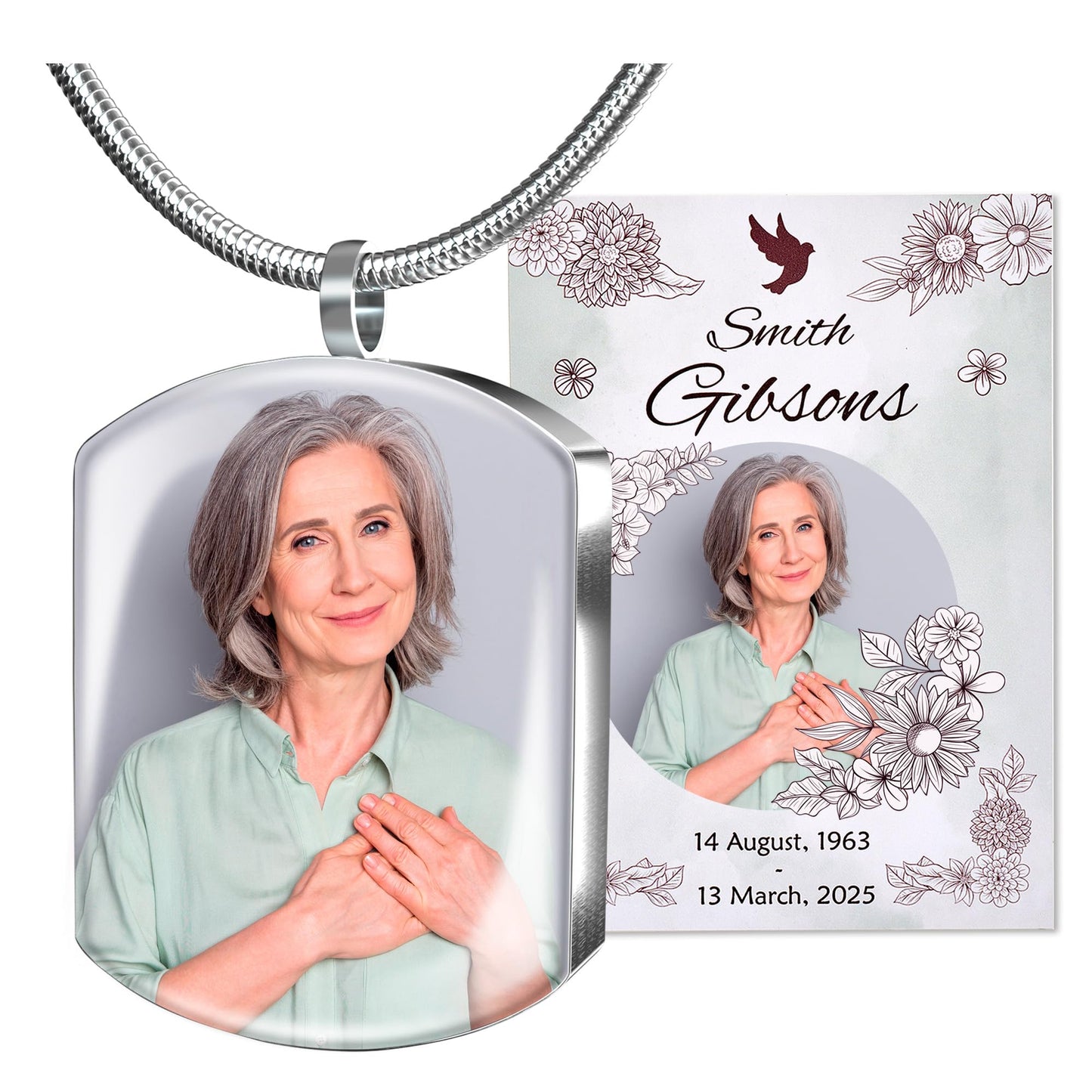 Fanery Sue Personalized Ashes Necklace for Women Men Custom Engraving Photo & Text Cremation Jewelry Urn Necklace for Ashes Memorial Keepsake for Loss Loved One