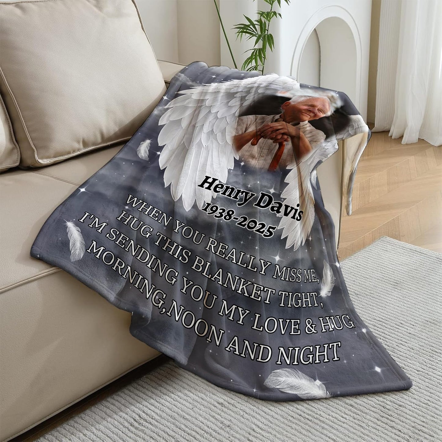 Vsmoedb Custom Memorial Blanket with Pictures, Sympathy Blanket for Loss of Loved One, Memorial Blankets for Loss of Mom Dad, Memory Blankets Memorial Gifts for Loss of Loved One Made in USA