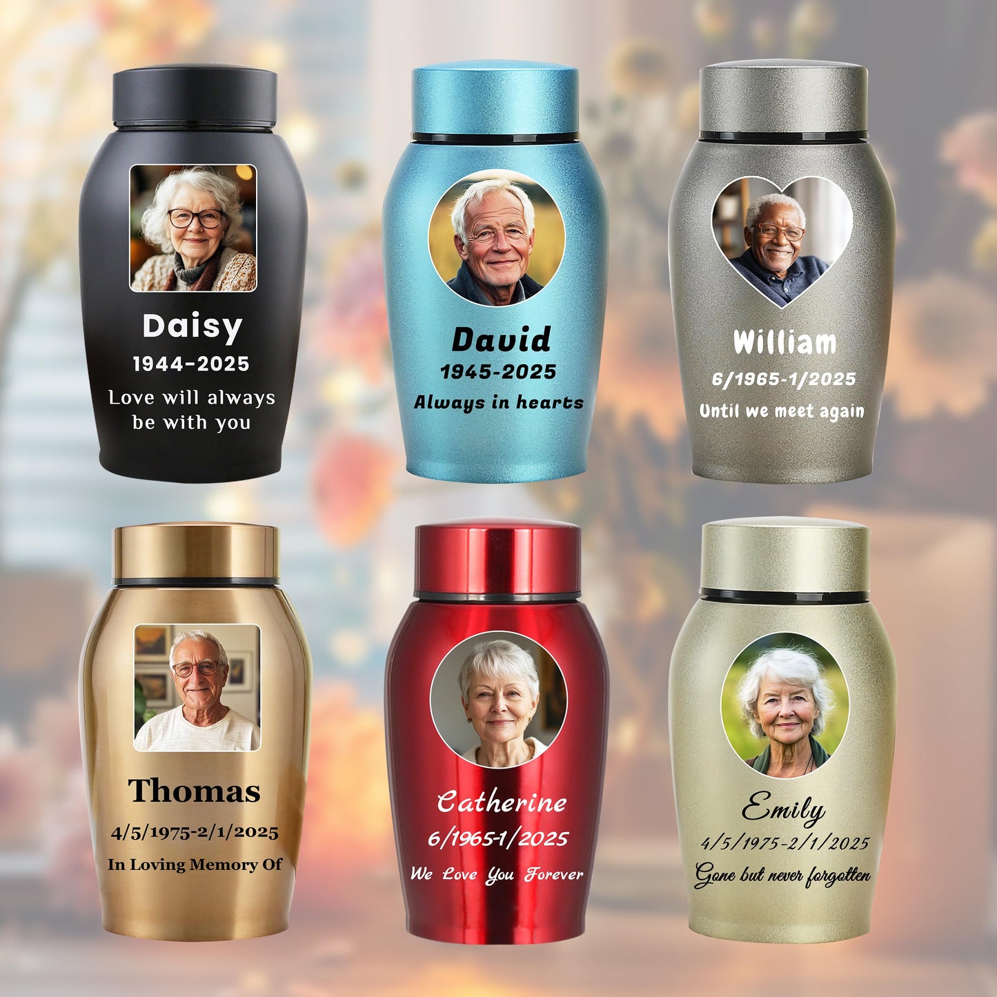 Personalized Cremation Urns for Human Ashes, Custom Name Photo Urns for Human Ashes Adult Female Male, Stainless Steel Keepsake Human Urns for Ashes Decorative Urn Ashes