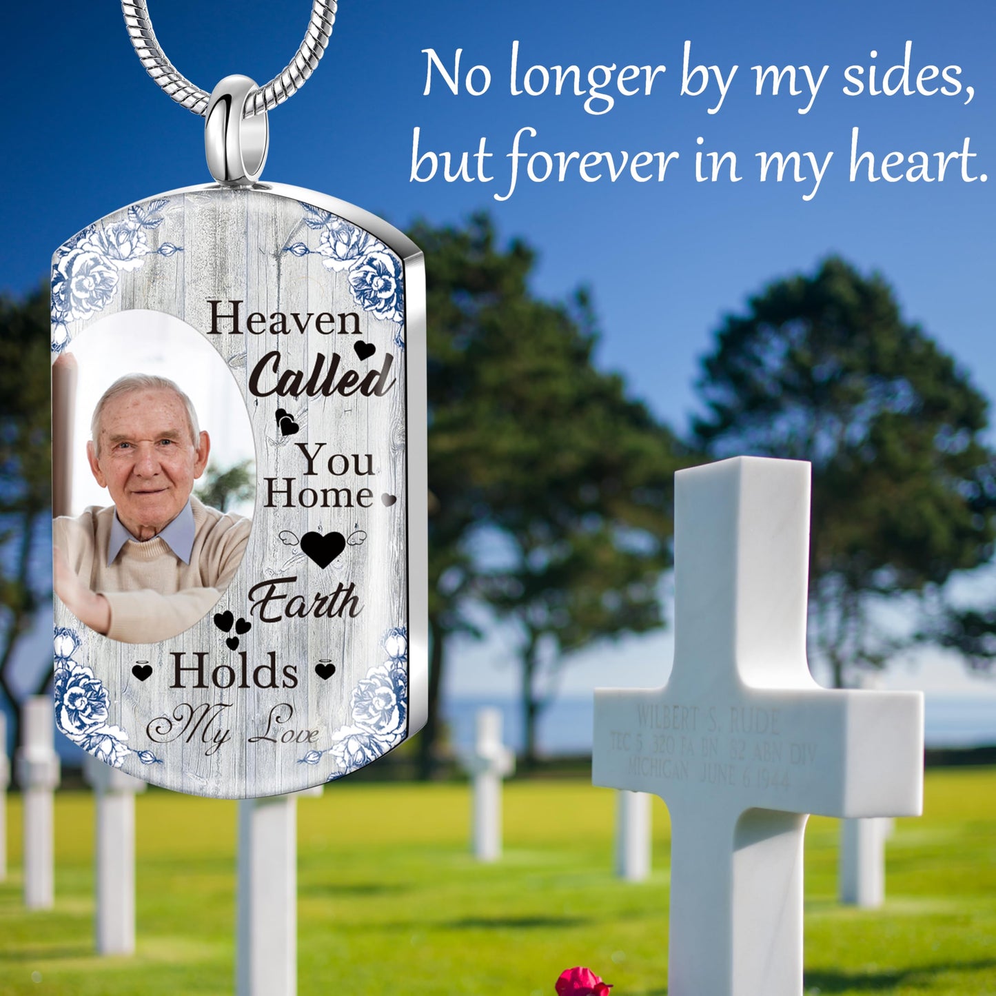 Fanery Sue Personalized Ashes Necklace for Women Men Custom Engraving Photo & Text Cremation Jewelry Urn Necklace for Ashes Memorial Keepsake for Loss Loved One