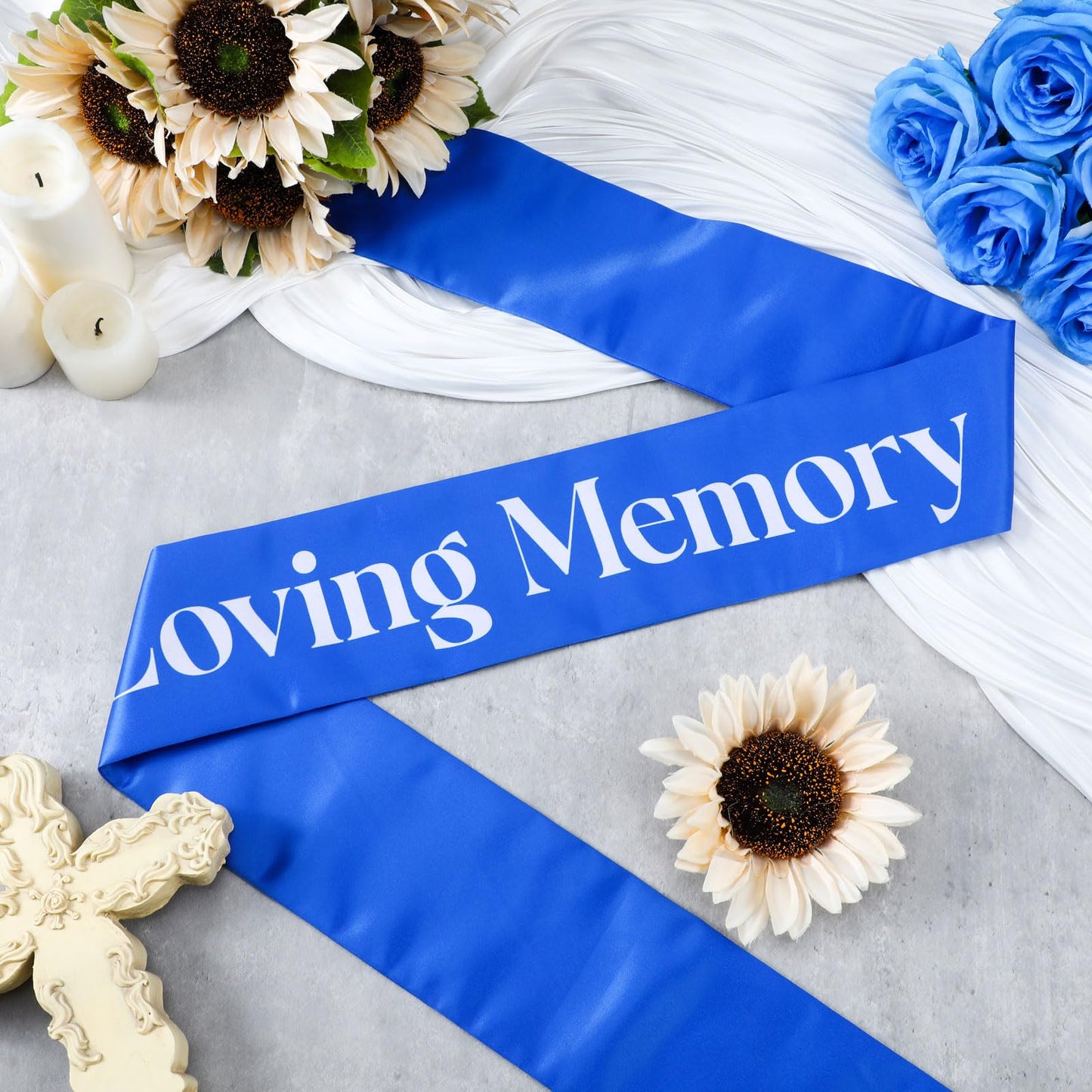 Funeral Sash Memorial Wreath Sash Funeral Ribbon Celebration of Life Ribbon for Casket or Wreath Flowers Memorial Service Honor The Loved Ones Memory 58x4''(White,Forever in Our Hearts)