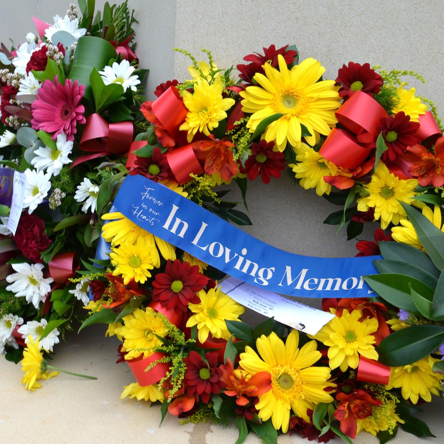 Funeral Sash Memorial Wreath Sash Funeral Ribbon Celebration of Life Ribbon for Casket or Wreath Flowers Memorial Service Honor The Loved Ones Memory 58x4''(White,Forever in Our Hearts)