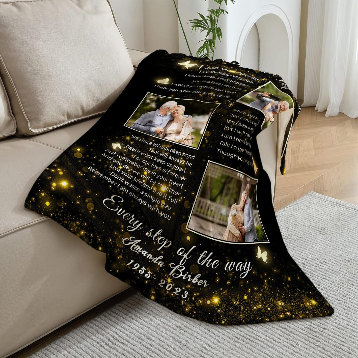 Vsmoedb Custom Memorial Blanket with Pictures, Sympathy Blanket for Loss of Loved One, Memorial Blankets for Loss of Mom Dad, Memory Blankets Memorial Gifts for Loss of Loved One Made in USA