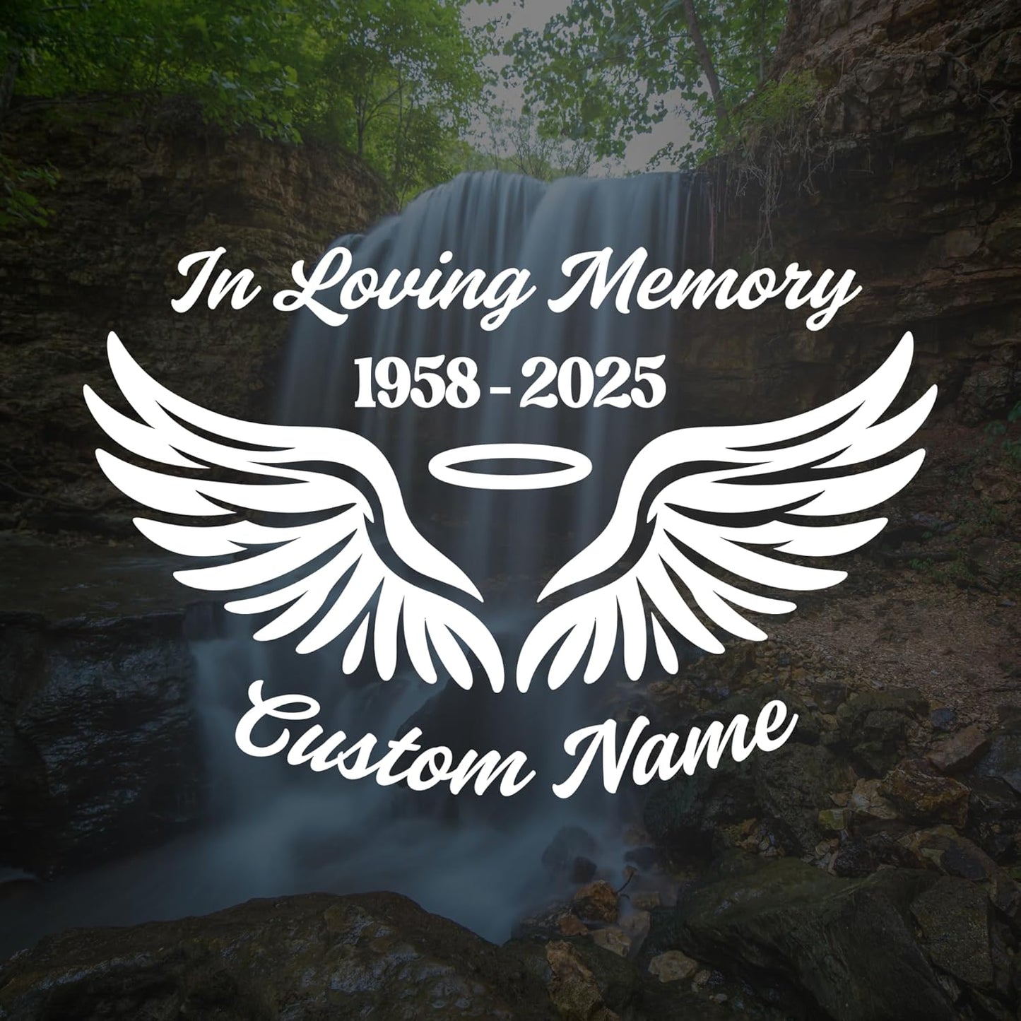 Loving Memory Angel Wings Car Decal | Customizable Memorial Vinyl Sticker | 9 Color Options | Easy Application Instructions