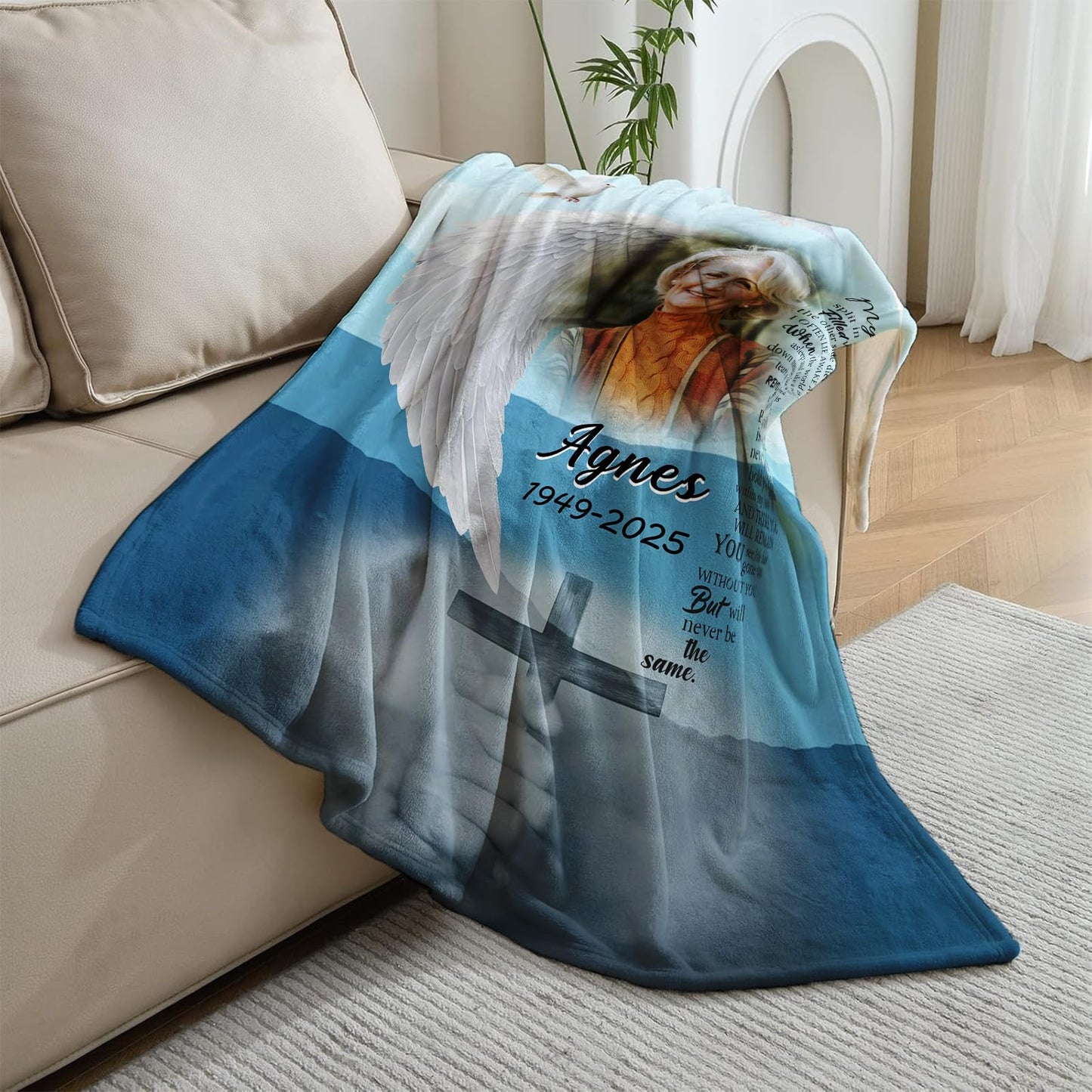 Vsmoedb Custom Memorial Blanket with Pictures, Sympathy Blanket for Loss of Loved One, Memorial Blankets for Loss of Mom Dad, Memory Blankets Memorial Gifts for Loss of Loved One Made in USA