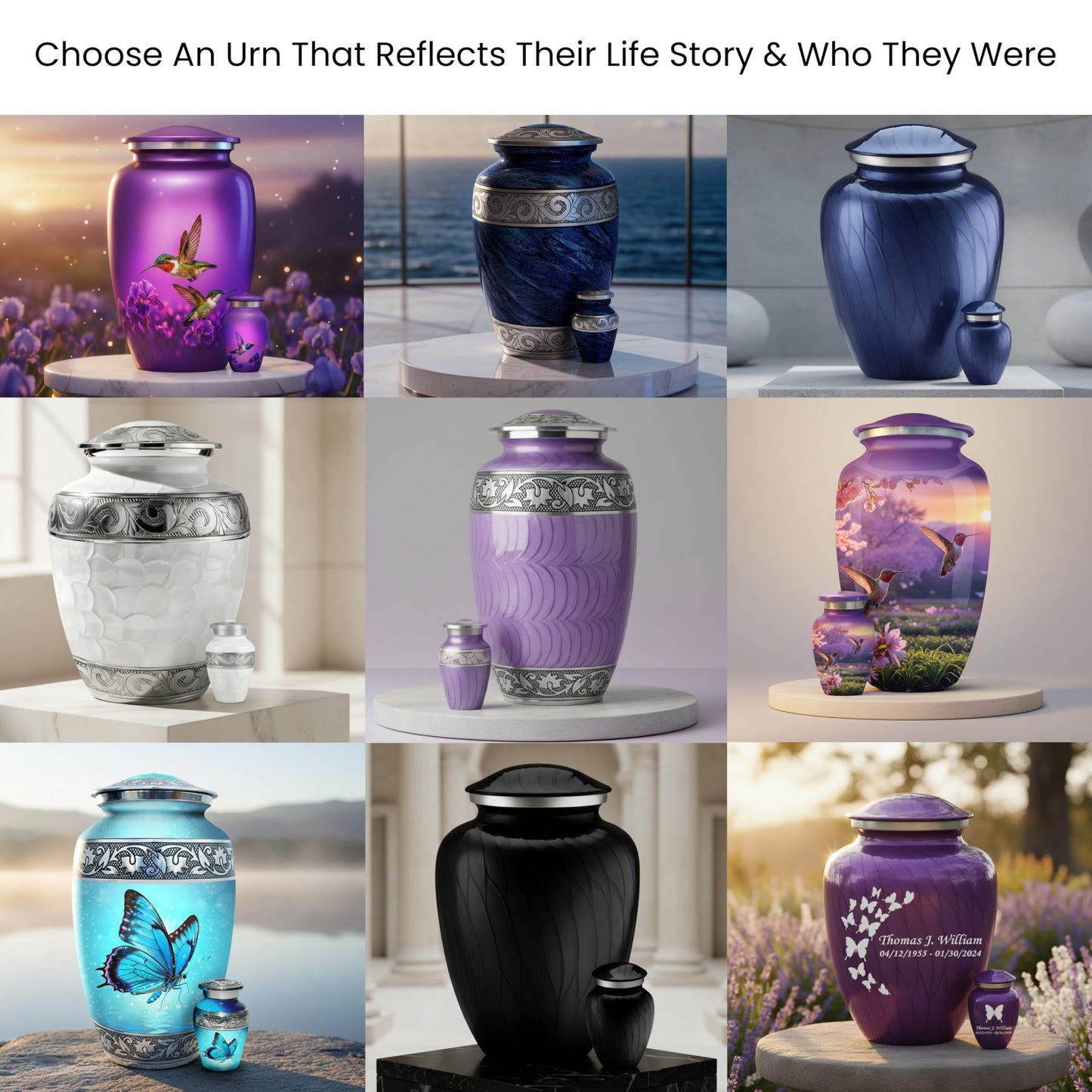 More Than an Urn – A Family Tribute Set of Custom 3D Crystal Photo Urn & Your Choice of Personalized Adult Cremation Urn For Human Ashes | Personalize The Set That Reflects Who They Truly Were -Medium