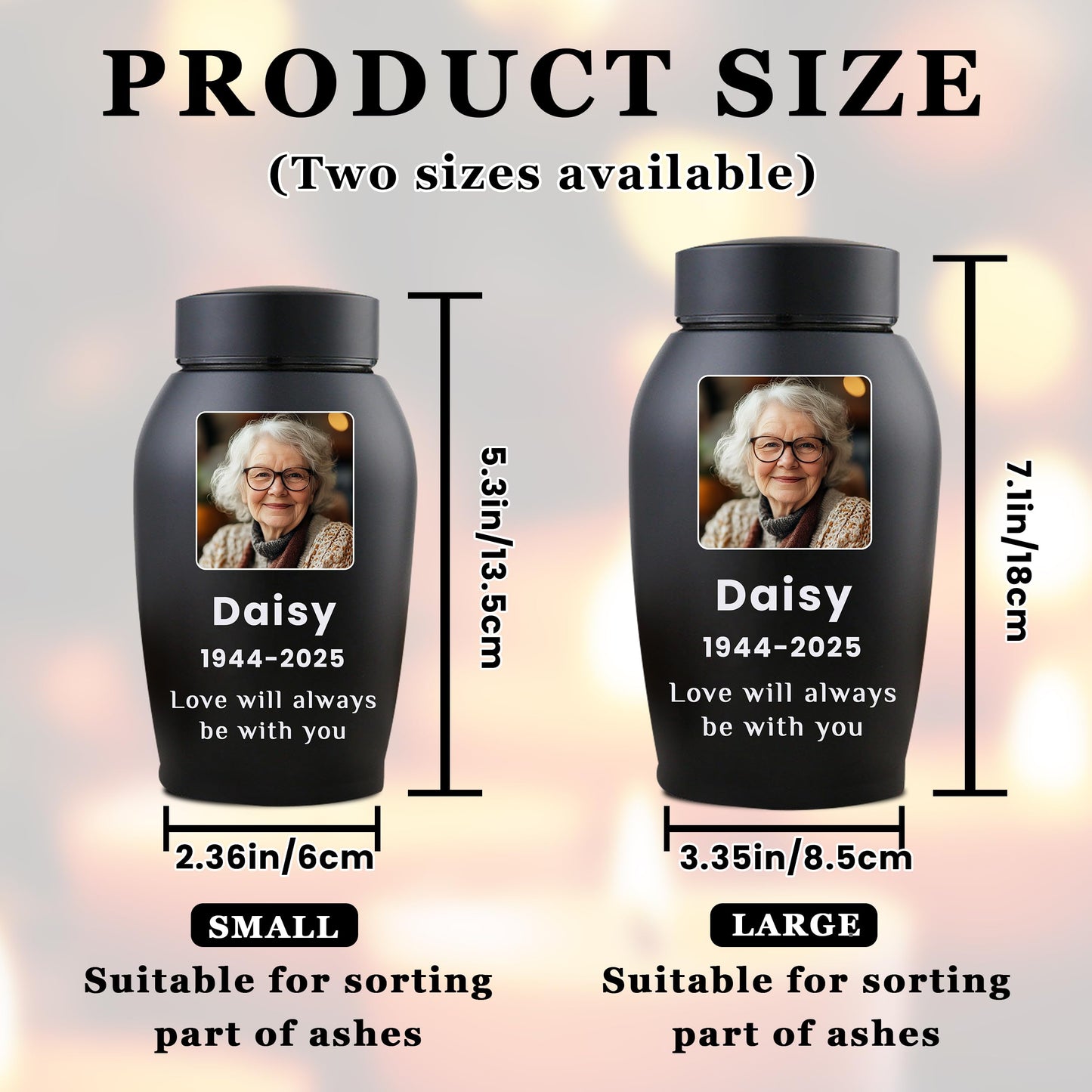 Personalized Cremation Urns for Human Ashes, Custom Name Photo Urns for Human Ashes Adult Female Male, Stainless Steel Keepsake Human Urns for Ashes Decorative Urn Ashes