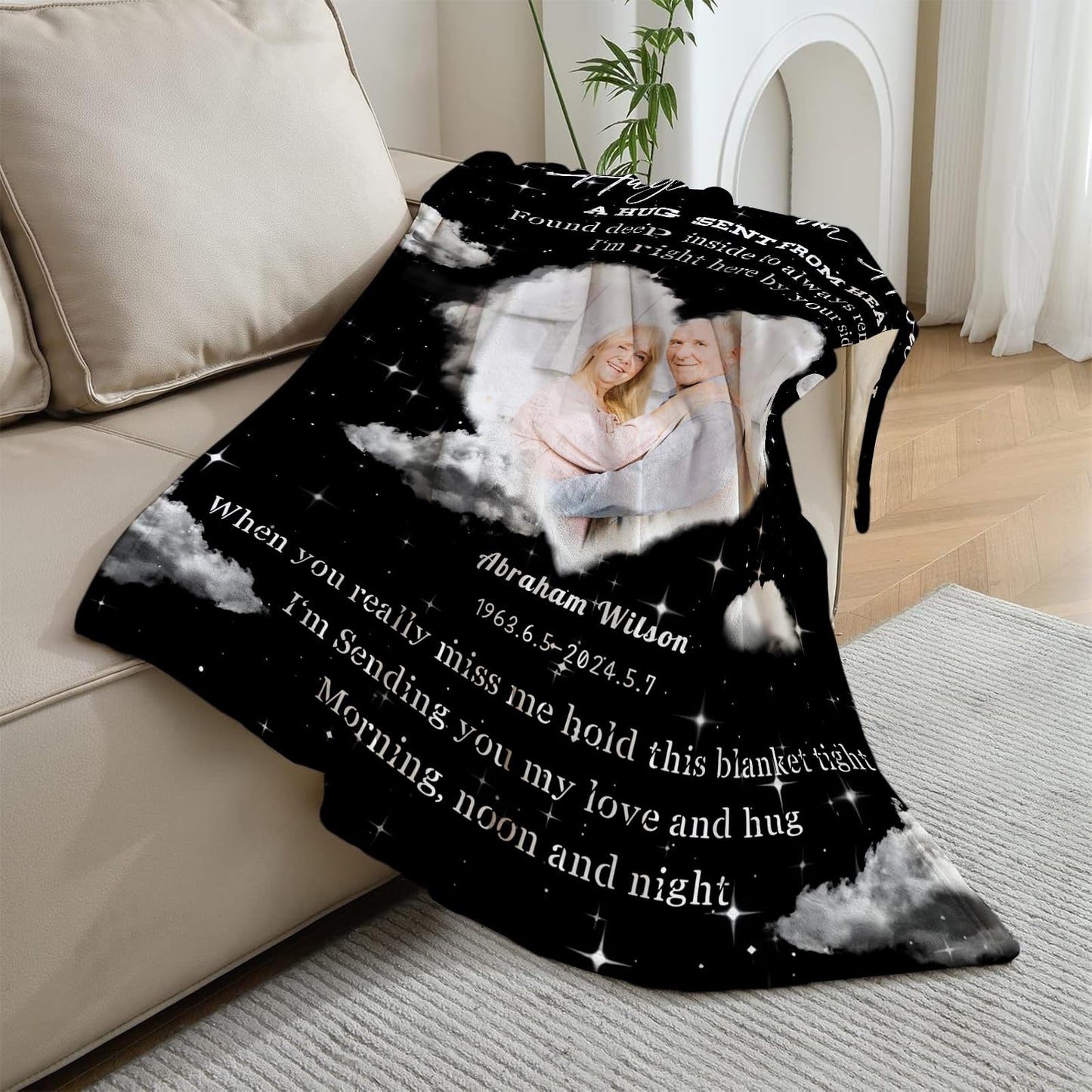 Vsmoedb Custom Memorial Blanket with Pictures, Sympathy Blanket for Loss of Loved One, Memorial Blankets for Loss of Mom Dad, Memory Blankets Memorial Gifts for Loss of Loved One Made in USA