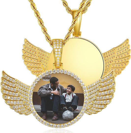 YIMERAIRE Picture Chain Pendant 18K Gold Plated Hip Hop Pendant Necklace