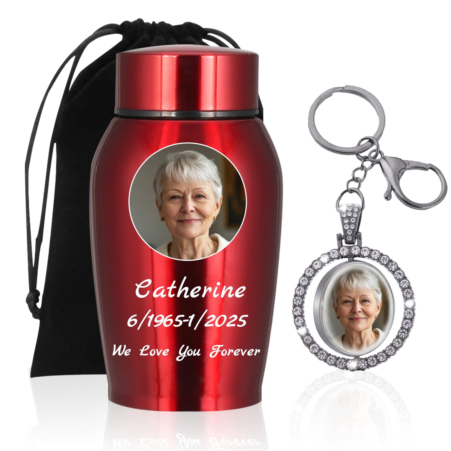 Personalized Cremation Urns for Human Ashes, Custom Name Photo Urns for Human Ashes Adult Female Male, Stainless Steel Keepsake Human Urns for Ashes Decorative Urn Ashes