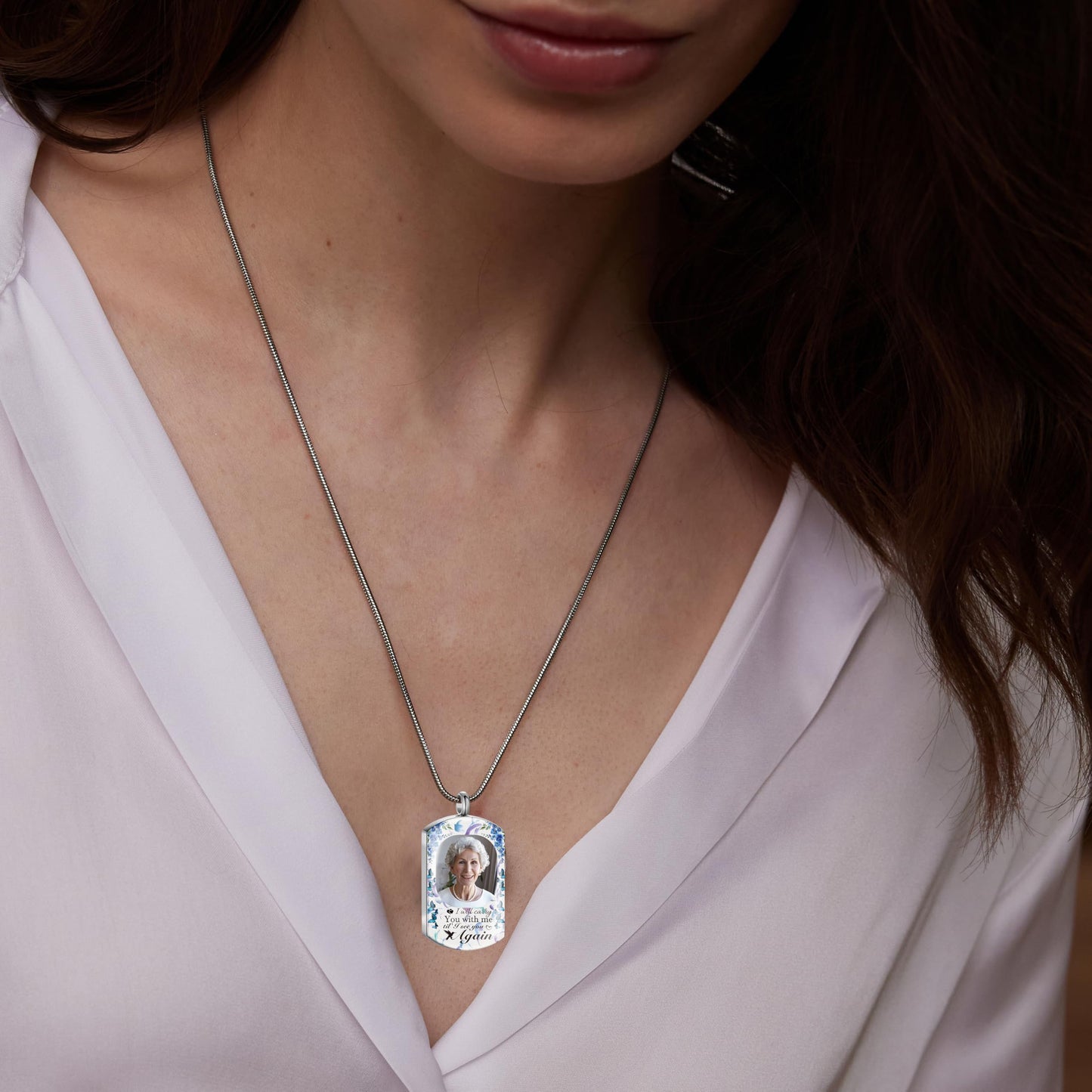 Fanery Sue Personalized Ashes Necklace for Women Men Custom Engraving Photo & Text Cremation Jewelry Urn Necklace for Ashes Memorial Keepsake for Loss Loved One