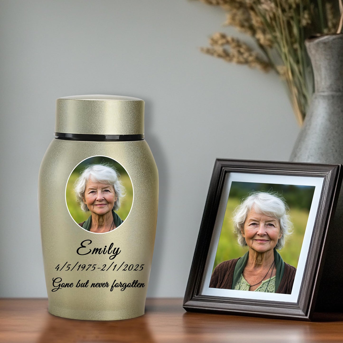 Personalized Cremation Urns for Human Ashes, Custom Name Photo Urns for Human Ashes Adult Female Male, Stainless Steel Keepsake Human Urns for Ashes Decorative Urn Ashes