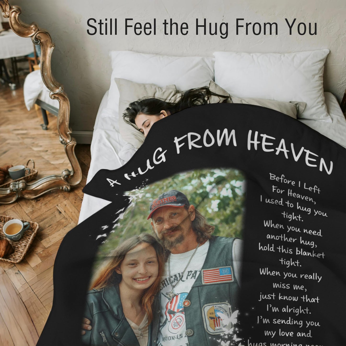 Custom Memorial Blanket with Photo for Loss of Loved One, Memorial Gifts for Loss of Mom Dad, Personalized Sympathy Bereavement Remembrance Grieving Gifts for Loss of Daughter Son