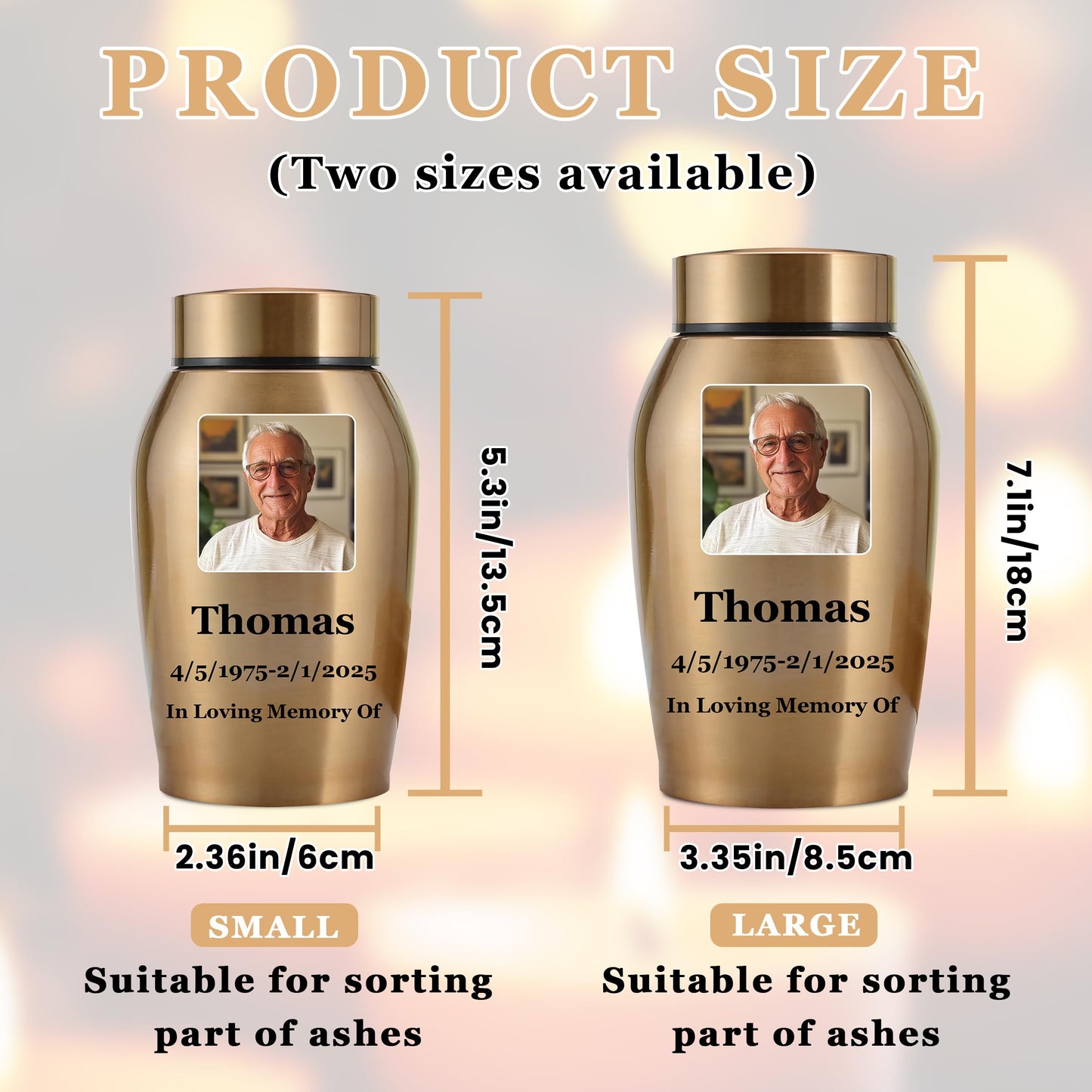 Personalized Cremation Urns for Human Ashes, Custom Name Photo Urns for Human Ashes Adult Female Male, Stainless Steel Keepsake Human Urns for Ashes Decorative Urn Ashes