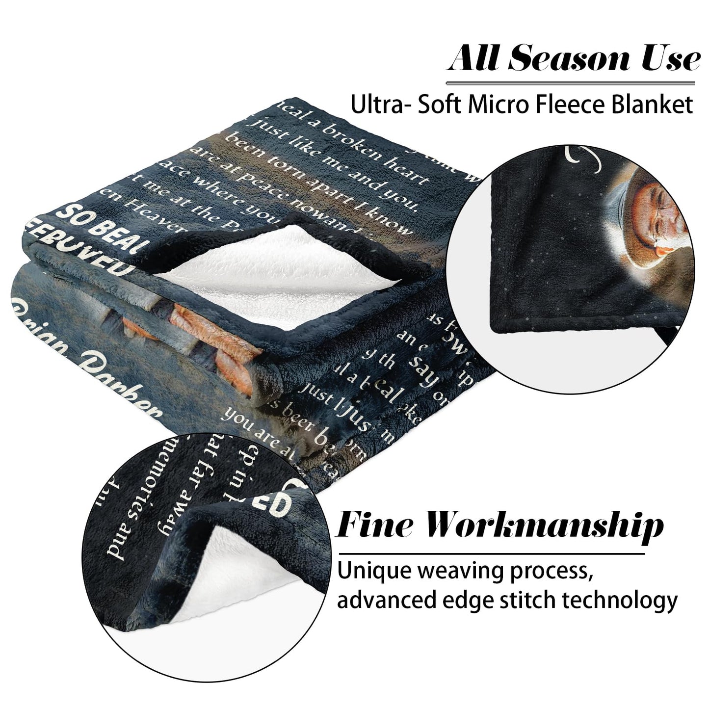 Vsmoedb Custom Memorial Blanket with Pictures, Sympathy Blanket for Loss of Loved One, Memorial Blankets for Loss of Mom Dad, Memory Blankets Memorial Gifts for Loss of Loved One Made in USA