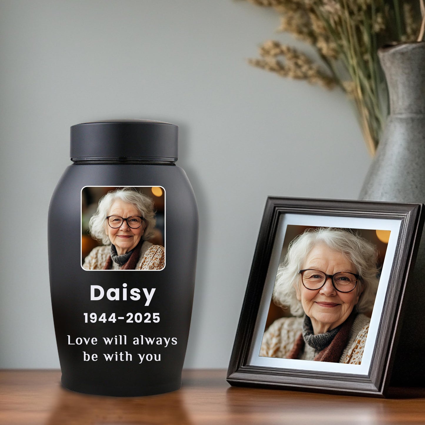 Personalized Cremation Urns for Human Ashes, Custom Name Photo Urns for Human Ashes Adult Female Male, Stainless Steel Keepsake Human Urns for Ashes Decorative Urn Ashes