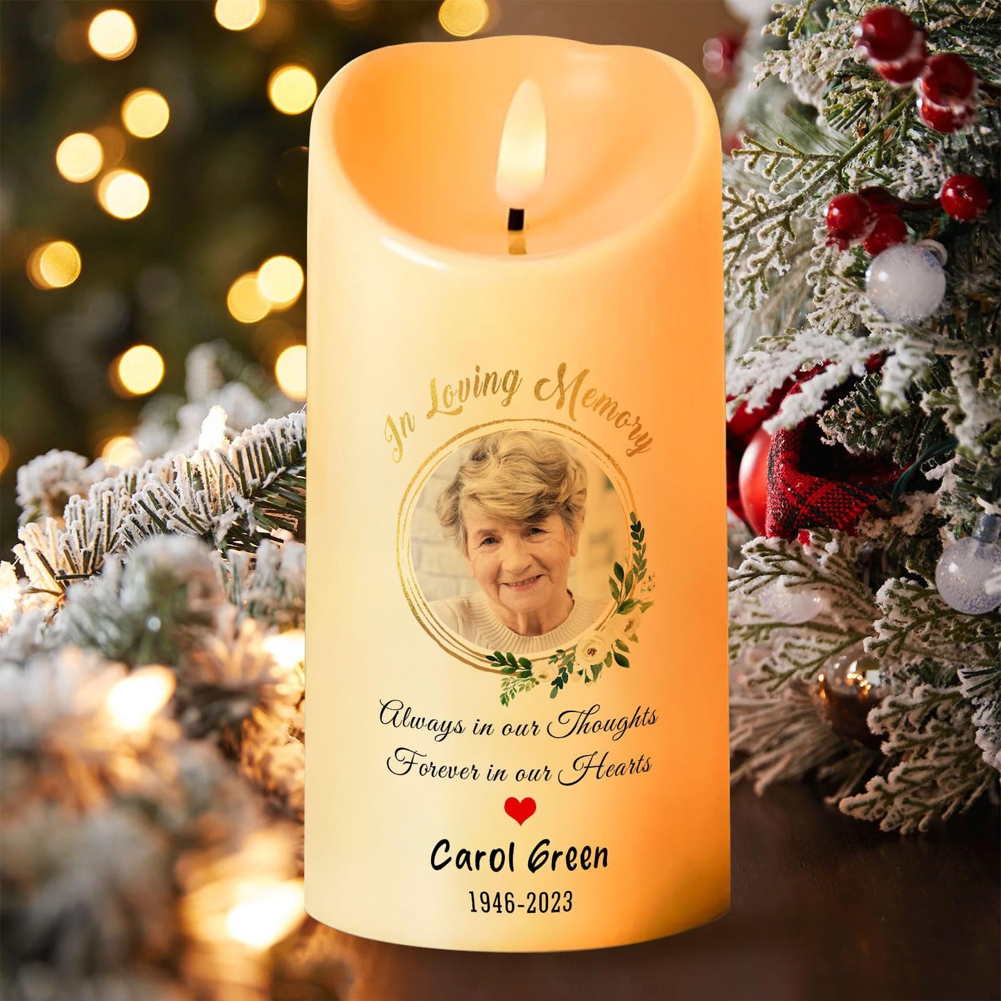 Personalized Photo 3D LED Candles Bereavement Gift Idea Custom Flameless Candles for Loss of Loved One Dad Mom Husband Wife Friend