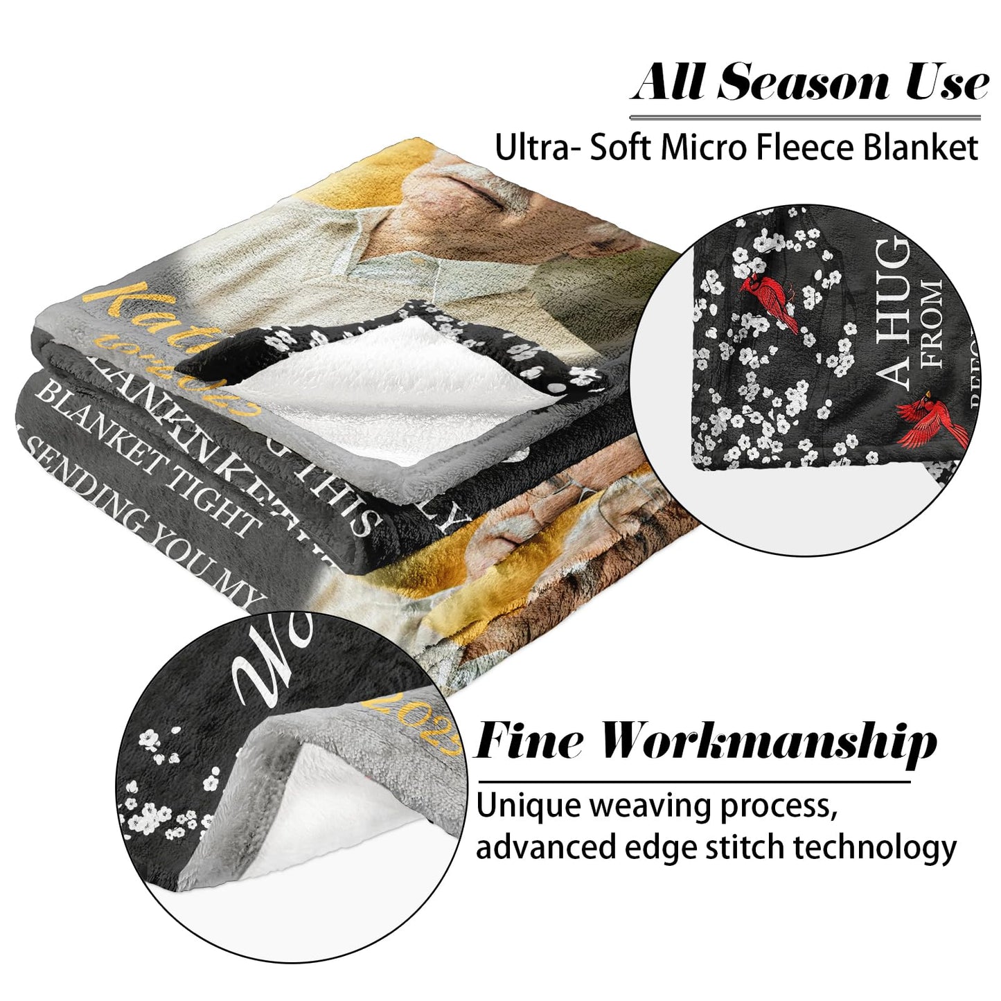 Vsmoedb Custom Memorial Blanket with Pictures, Sympathy Blanket for Loss of Loved One, Memorial Blankets for Loss of Mom Dad, Memory Blankets Memorial Gifts for Loss of Loved One Made in USA