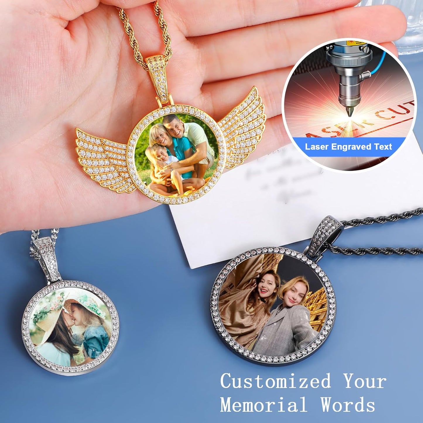 YIMERAIRE Picture Chain Pendant 18K Gold Plated Hip Hop Pendant Necklace
