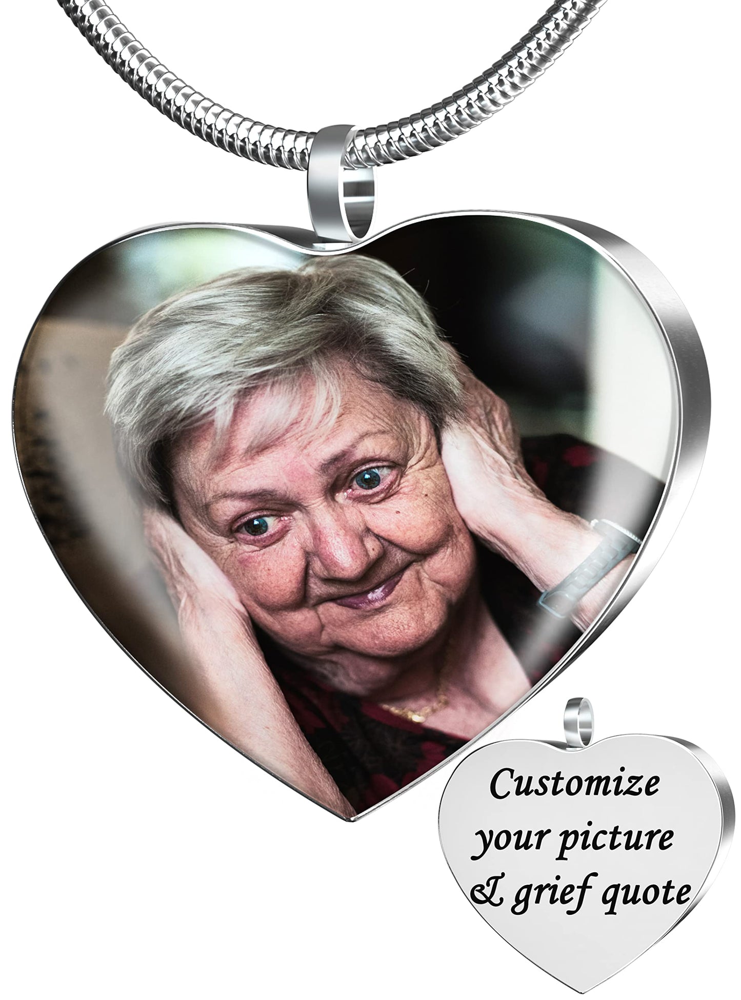 Fanery Sue Personalized Ashes Necklace for Women Men Custom Engraving Photo & Text Cremation Jewelry Urn Necklace for Ashes Memorial Keepsake for Loss Loved One