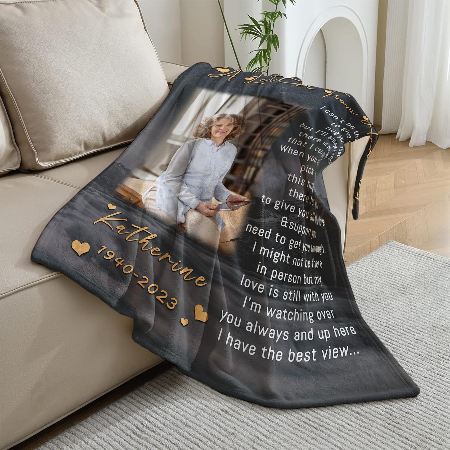 Vsmoedb Custom Memorial Blanket with Pictures, Sympathy Blanket for Loss of Loved One, Memorial Blankets for Loss of Mom Dad, Memory Blankets Memorial Gifts for Loss of Loved One Made in USA