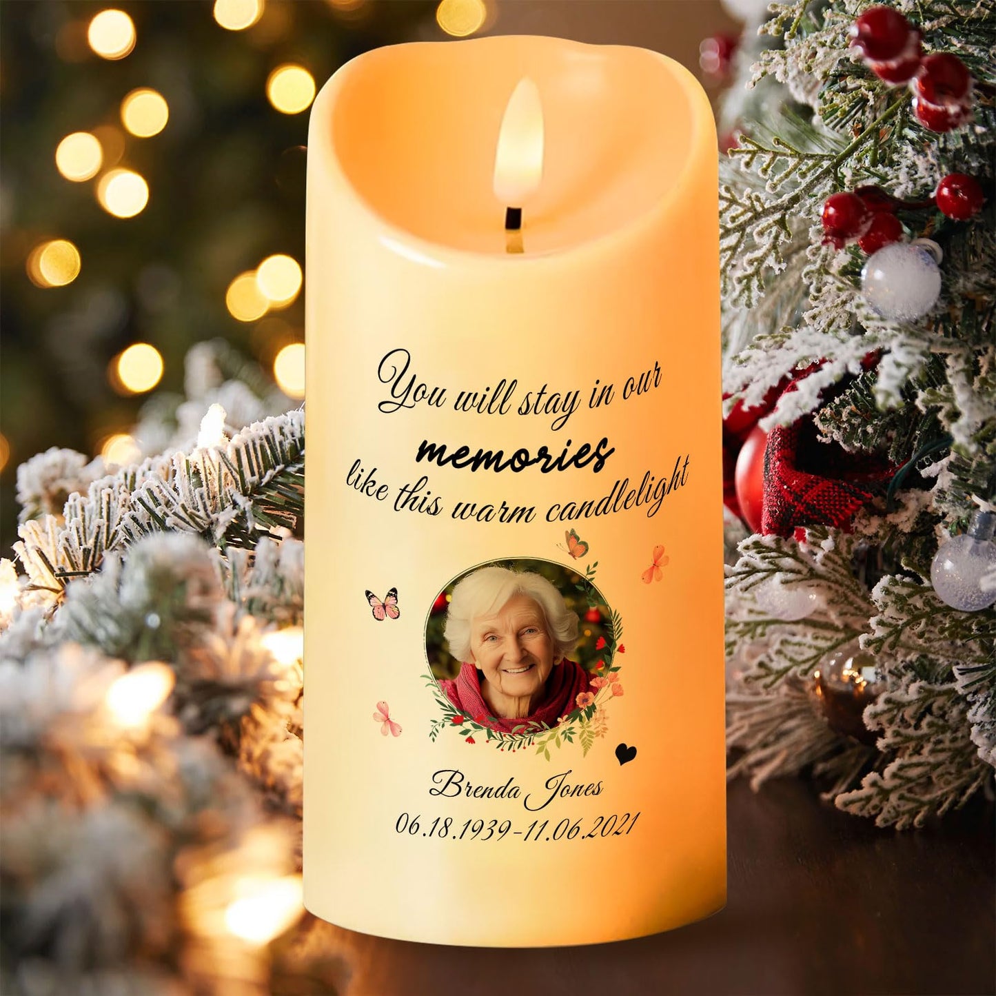 Personalized Photo 3D LED Candles Bereavement Gift Idea Custom Flameless Candles for Loss of Loved One Dad Mom Husband Wife Friend