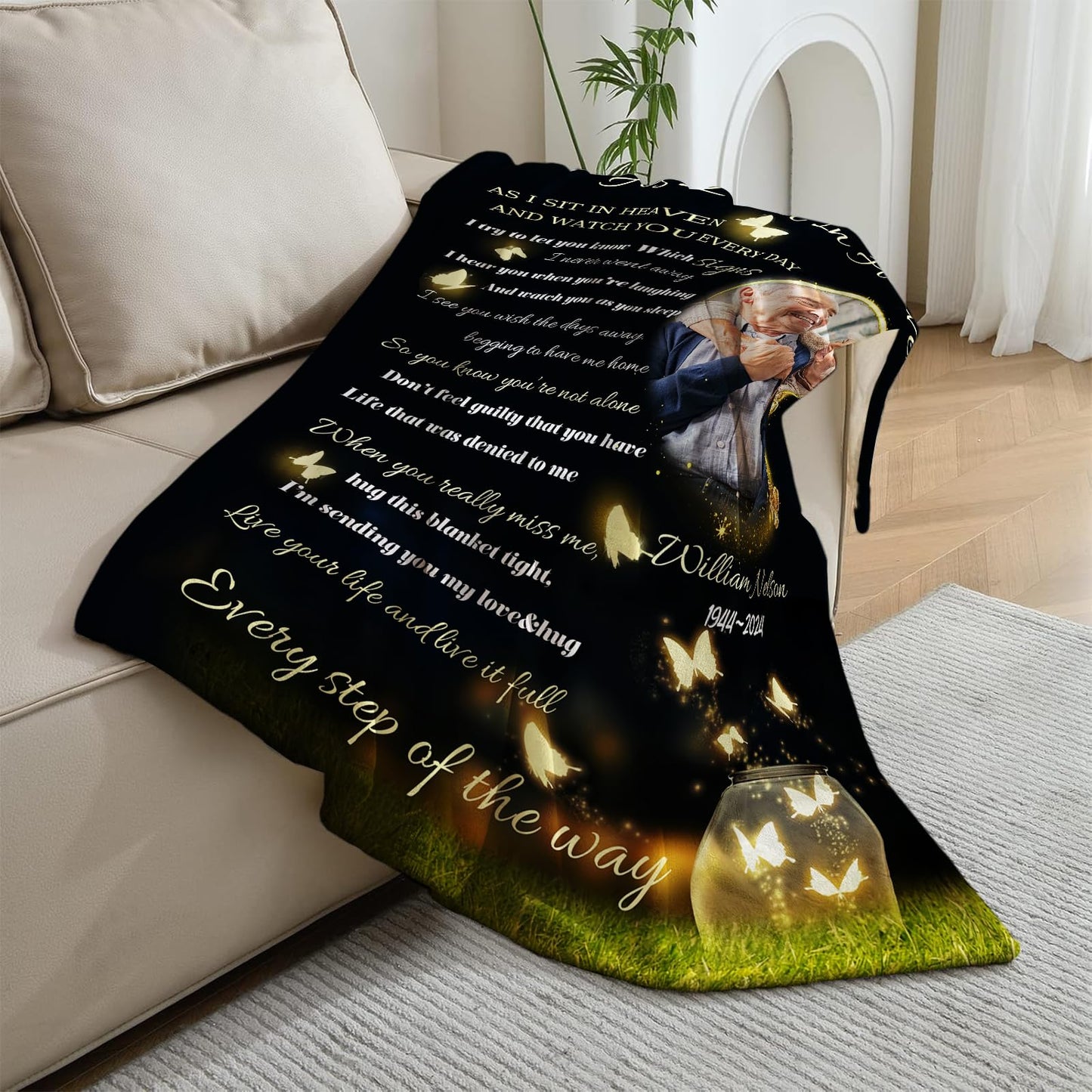 Vsmoedb Custom Memorial Blanket with Pictures, Sympathy Blanket for Loss of Loved One, Memorial Blankets for Loss of Mom Dad, Memory Blankets Memorial Gifts for Loss of Loved One Made in USA