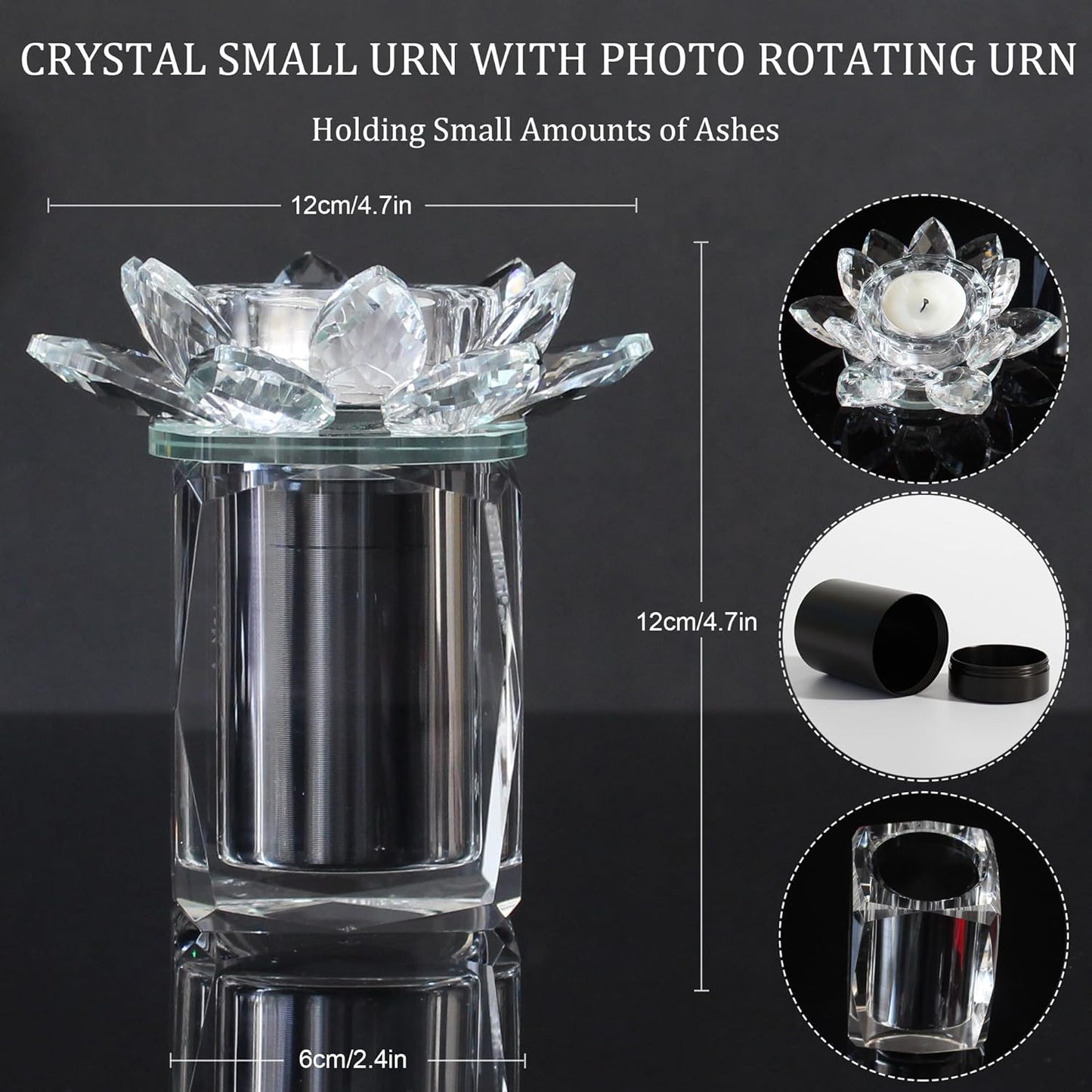 Keepsake urns for Human Ashes Crystal Small urns Cremation Keepsake Photo Urn with Candlestick Sharing Ashes Mini Memorial Urn for Human or Pet to Remember Your Loved One Lost